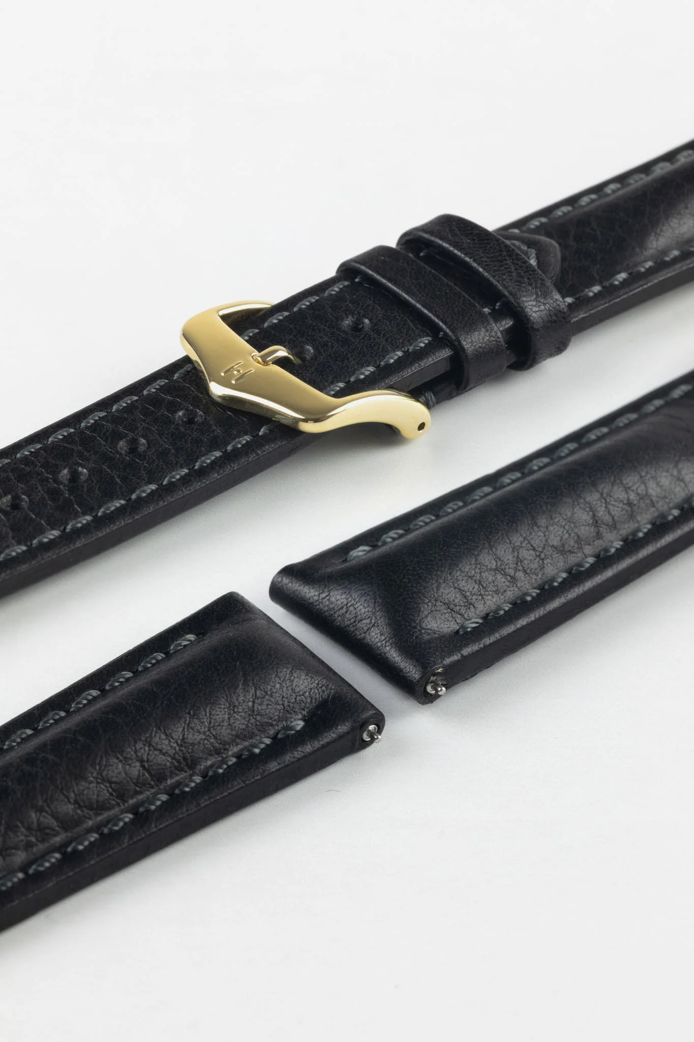 Hirsch LUCCA Tuscan Leather Watch Strap in BLACK - Image 8