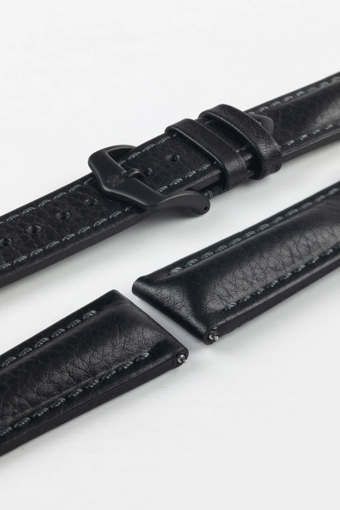 Hirsch LUCCA Tuscan Leather Watch Strap in BLACK - Image 9