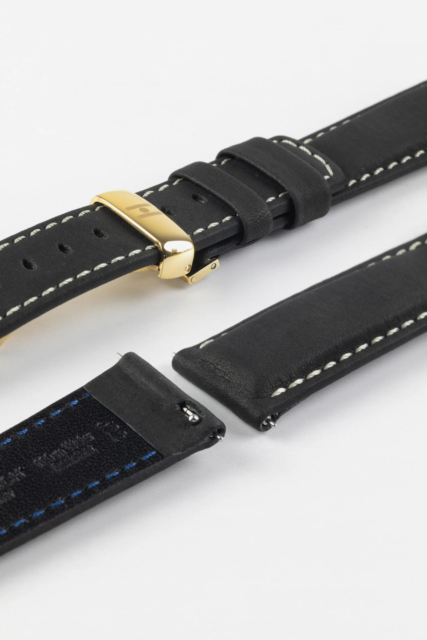 Hirsch MARINER Waterproof Leather Watch Strap in BLACK - Image 11