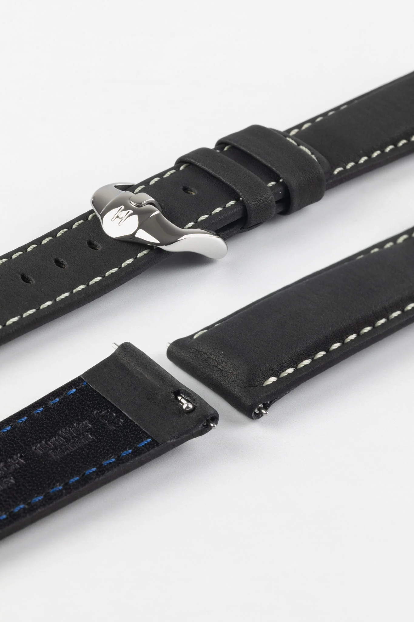 Hirsch MARINER Waterproof Leather Watch Strap in BLACK - Image 7
