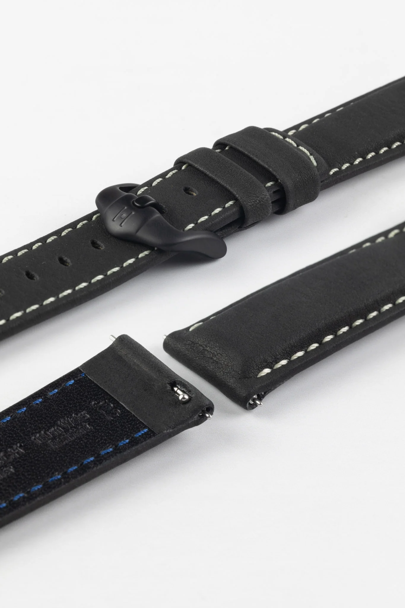 Hirsch MARINER Waterproof Leather Watch Strap in BLACK - Image 8