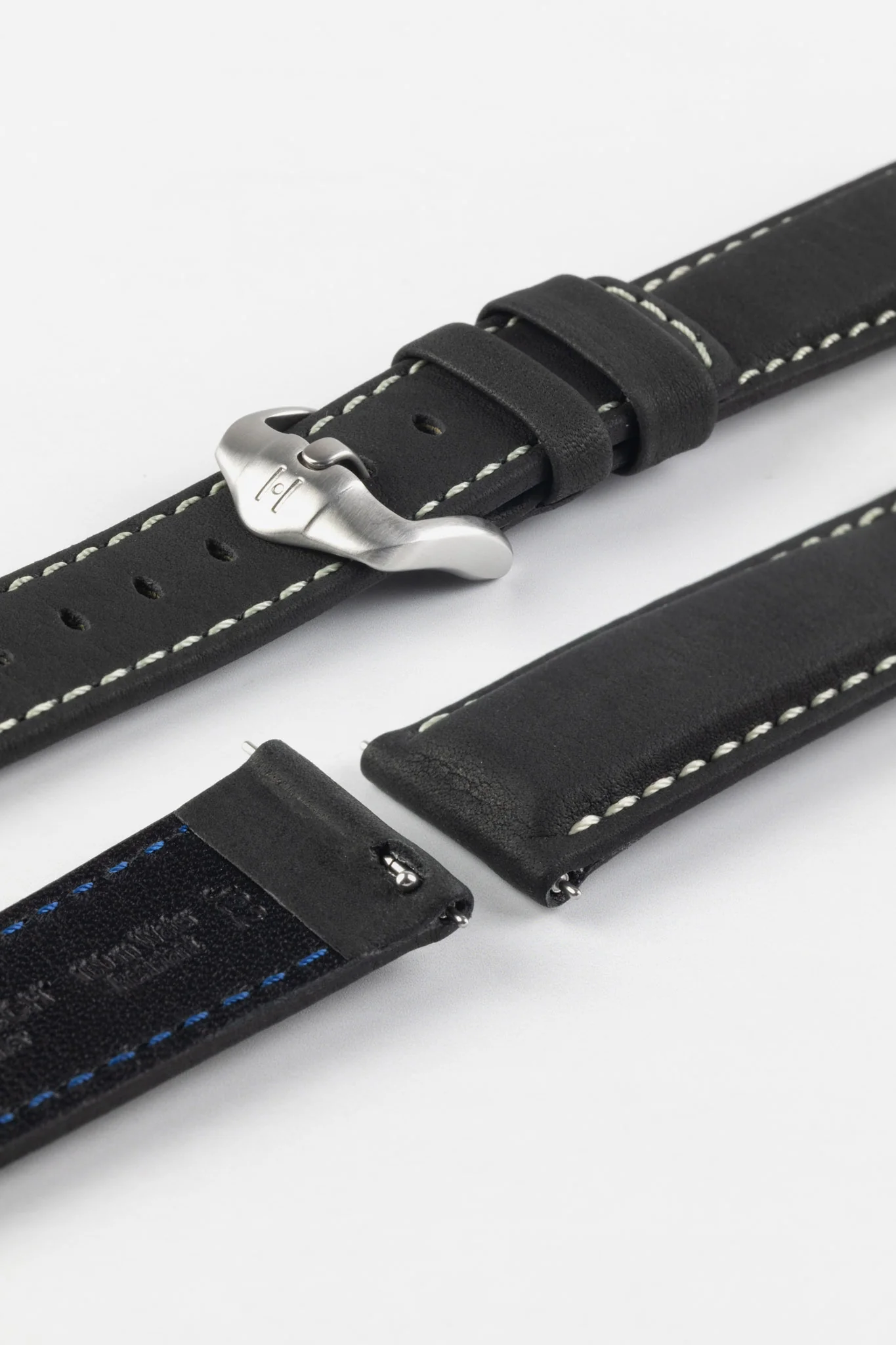 Hirsch MARINER Waterproof Leather Watch Strap in BLACK - Image 9