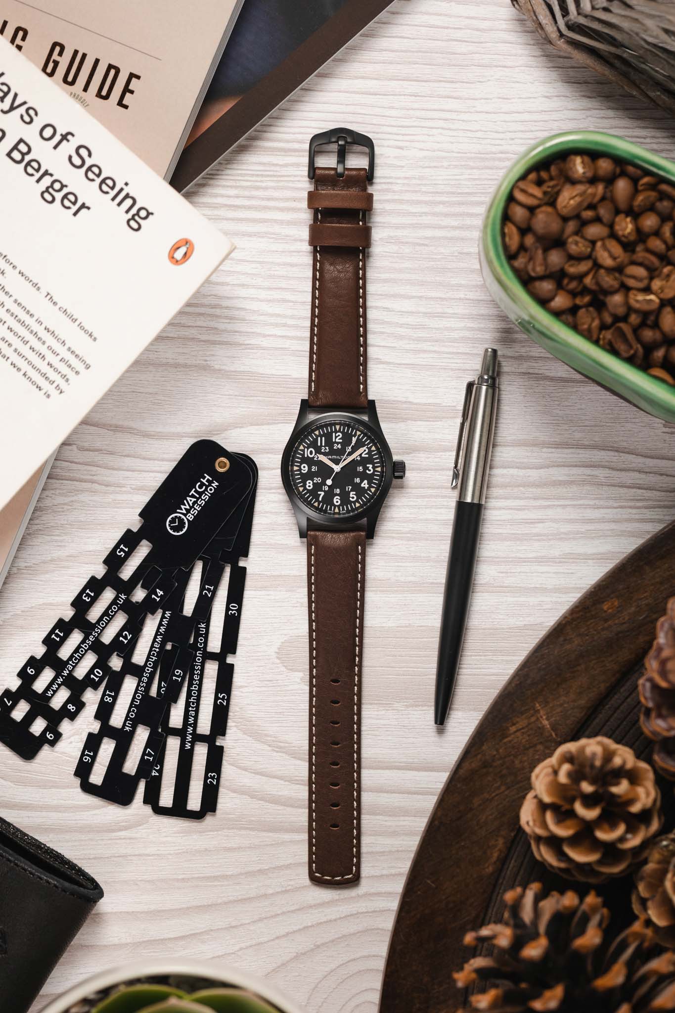 Hirsch MARINER Waterproof Leather Watch Strap in BROWN - Image 6