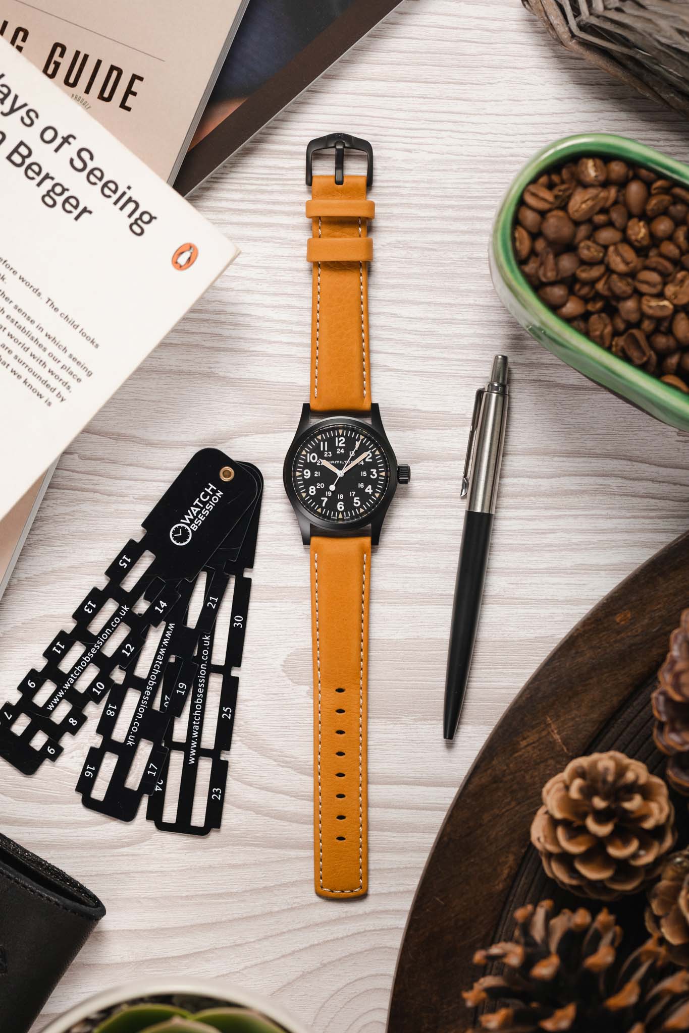 Hirsch MARINER Waterproof Leather Watch Strap in GOLD BROWN - Image 6
