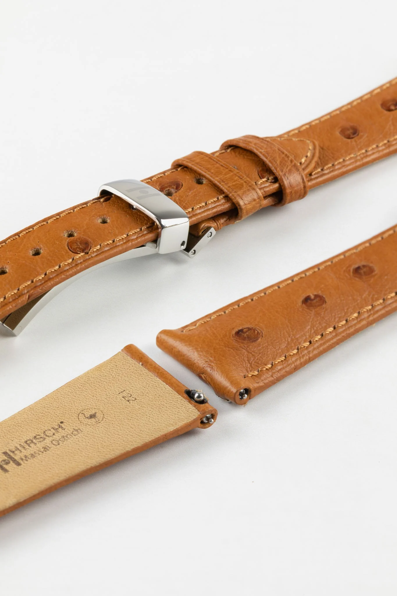 Hirsch MASSAI OSTRICH Leather Watch Strap in GOLD BROWN - Image 10