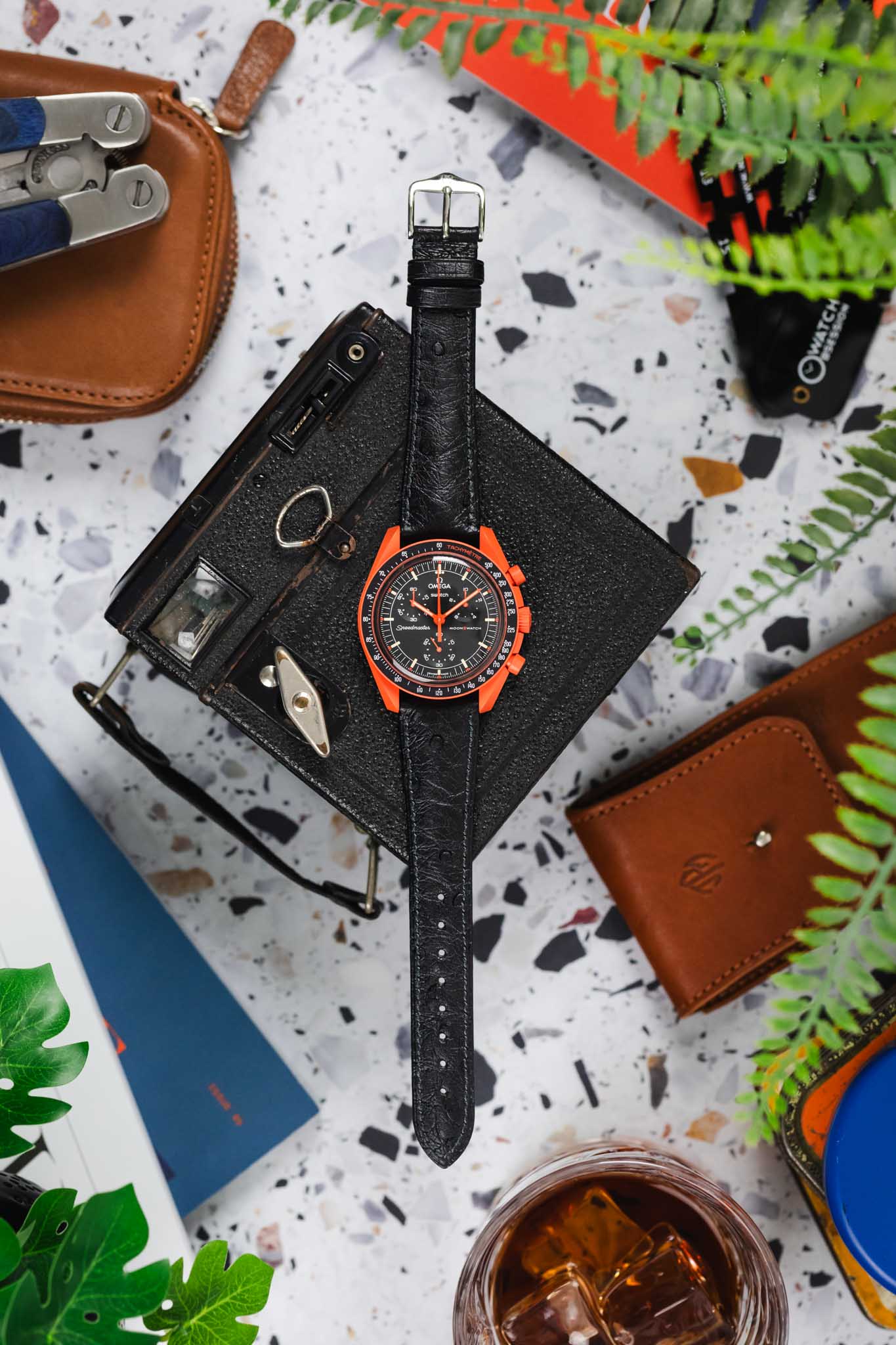 Hirsch MASSAI OSTRICH Leather Watch Strap in BLACK - Image 12