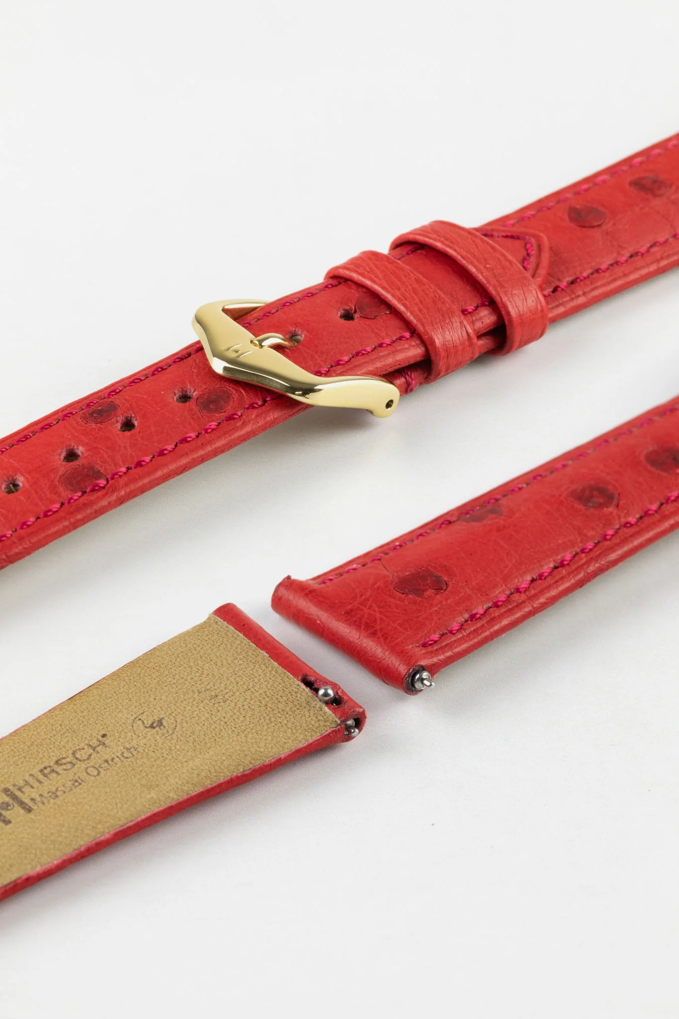 Hirsch MASSAI OSTRICH Leather Watch Strap in RED - Image 8