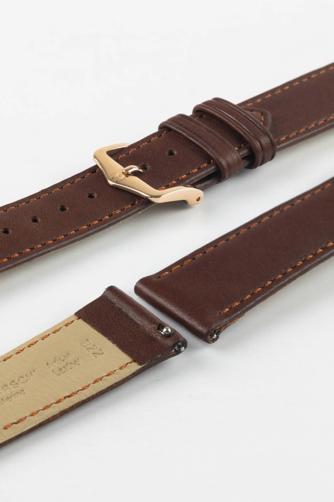 Hirsch MERINO Nappa Leather Watch Strap in GOLD BROWN - Image 10