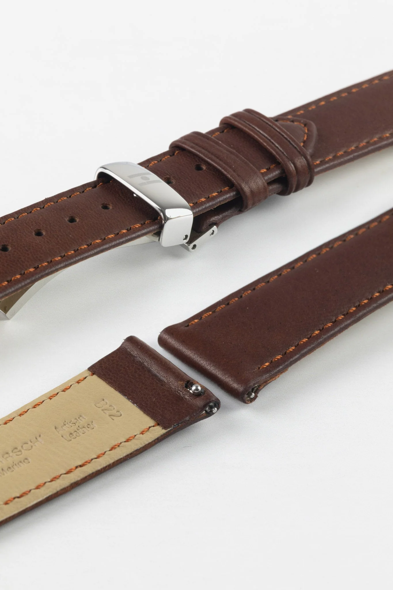 Hirsch MERINO Nappa Leather Watch Strap in GOLD BROWN - Image 11