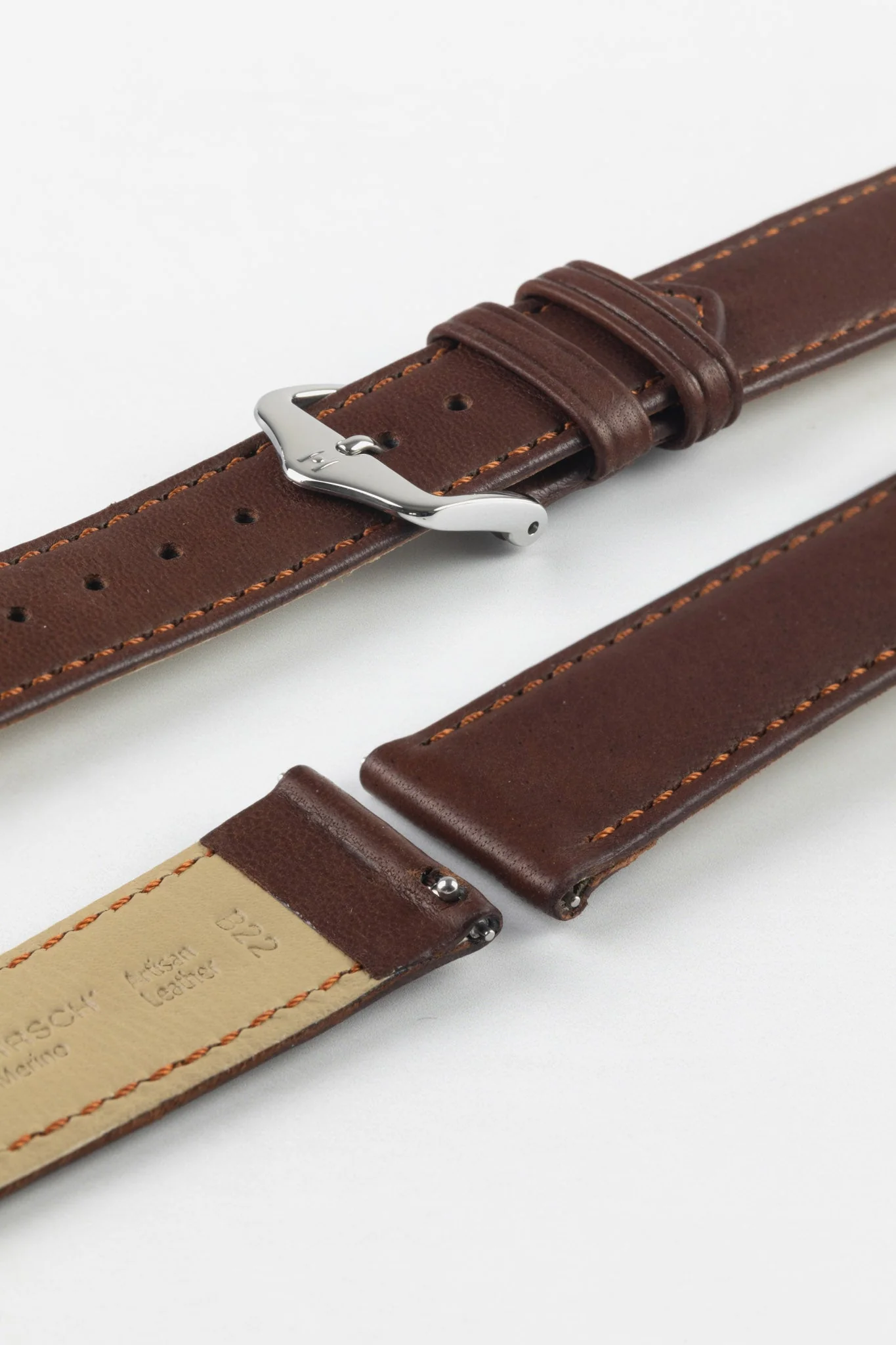 Hirsch MERINO Nappa Leather Watch Strap in GOLD BROWN - Image 7