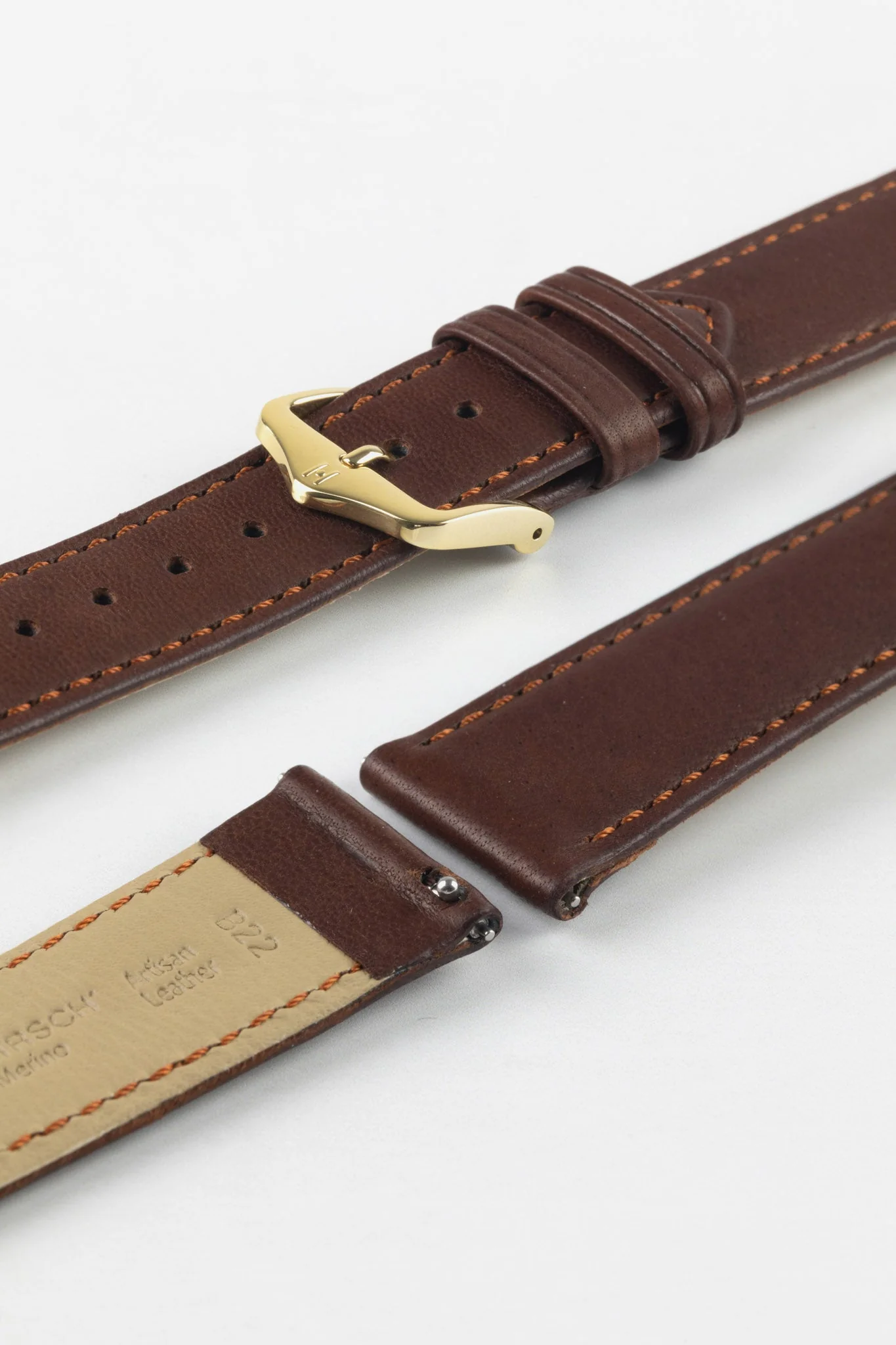 Hirsch MERINO Nappa Leather Watch Strap in GOLD BROWN - Image 8