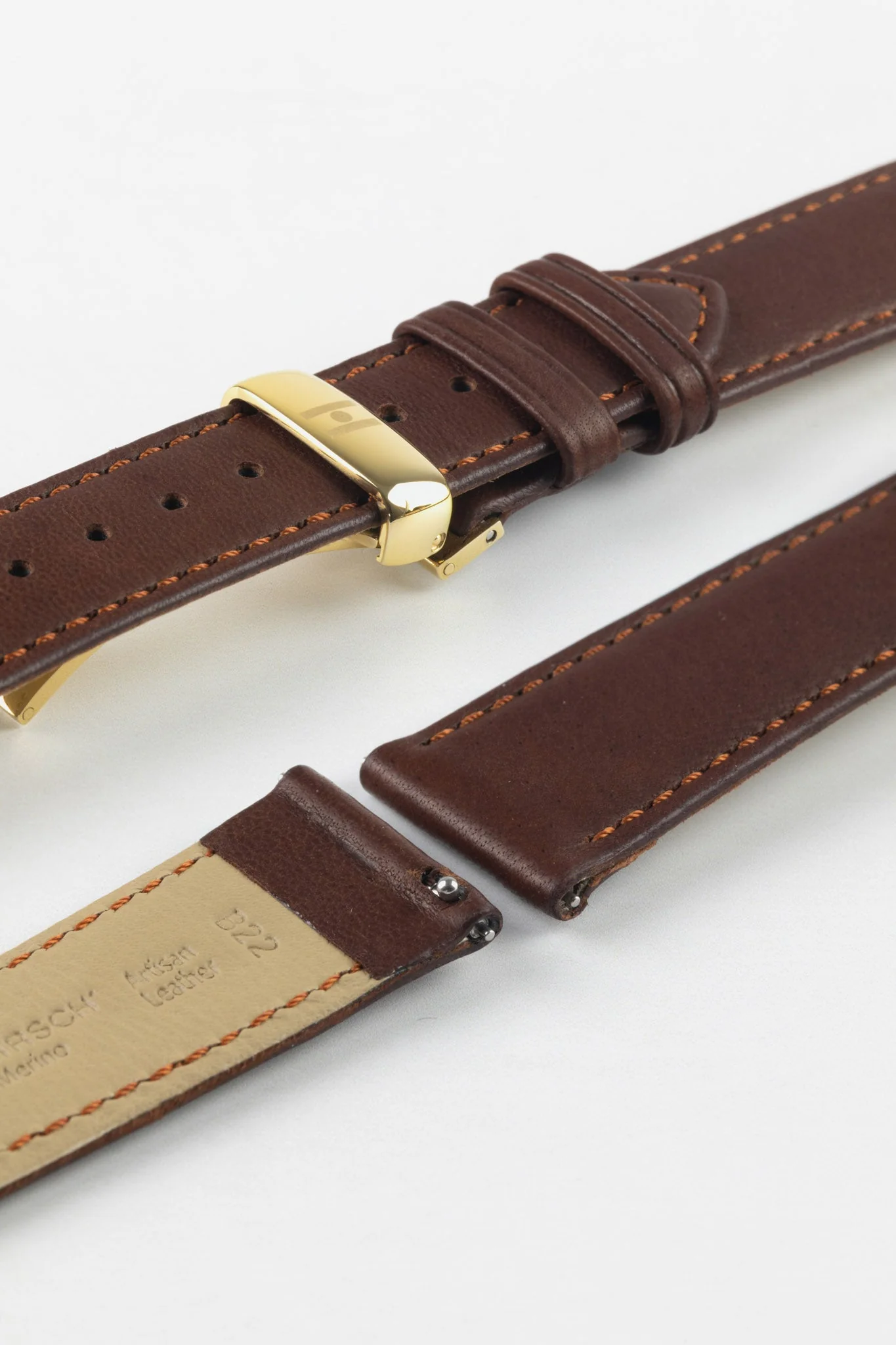 Hirsch MERINO Nappa Leather Watch Strap in GOLD BROWN - Image 9