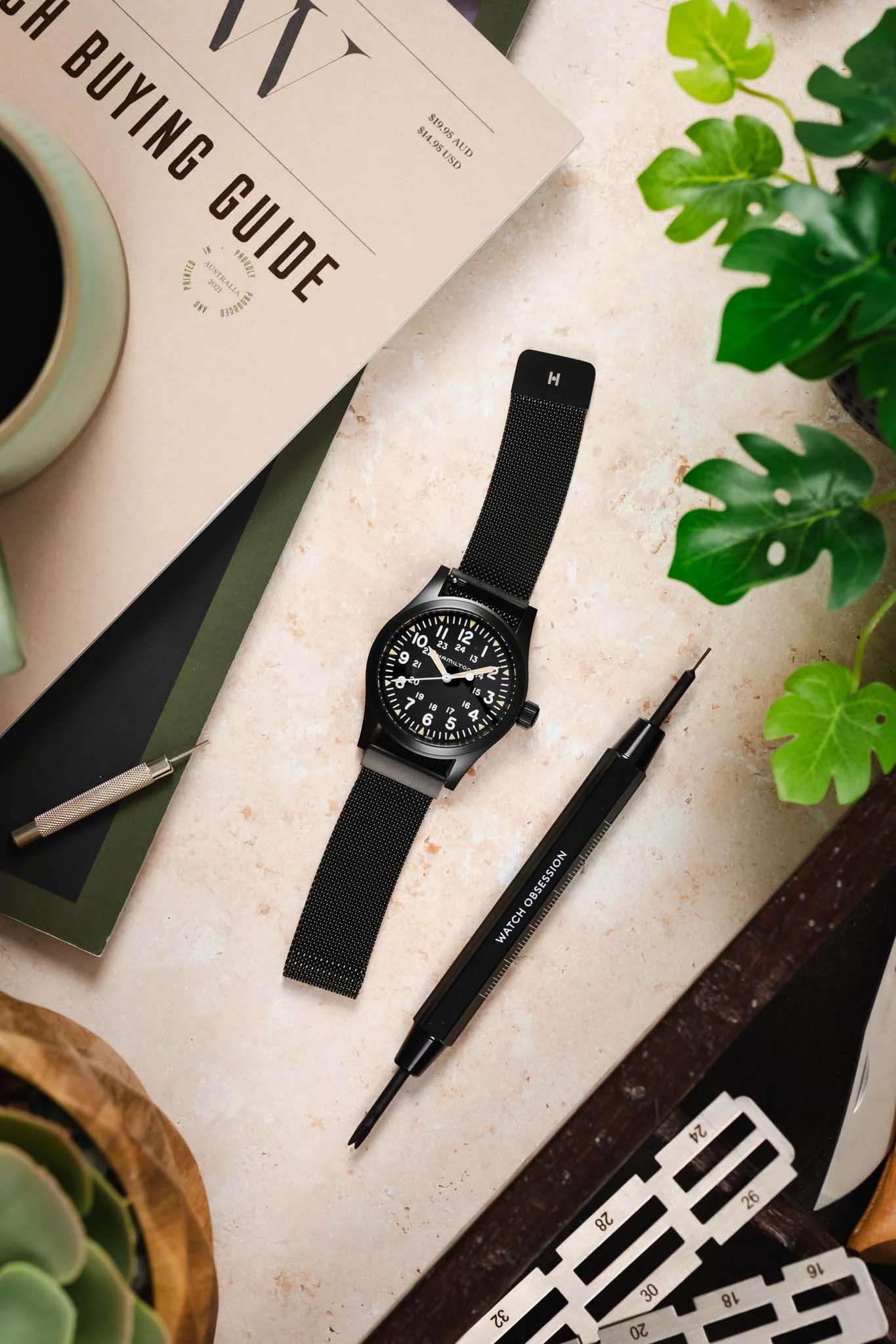 Hirsch MILANAISE Mesh Watch Band in BLACK - Image 8