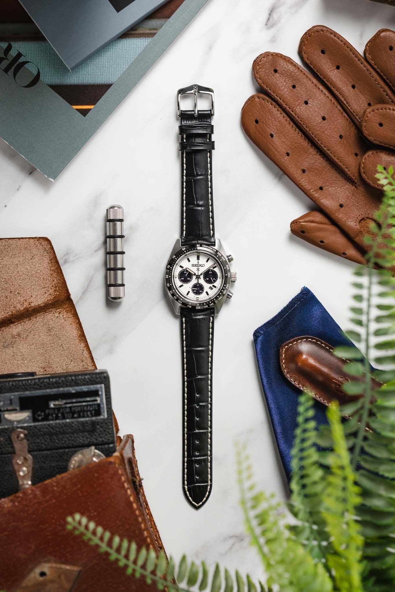 Hirsch MODENA Alligator Embossed Leather Watch Strap in BLACK - Image 6