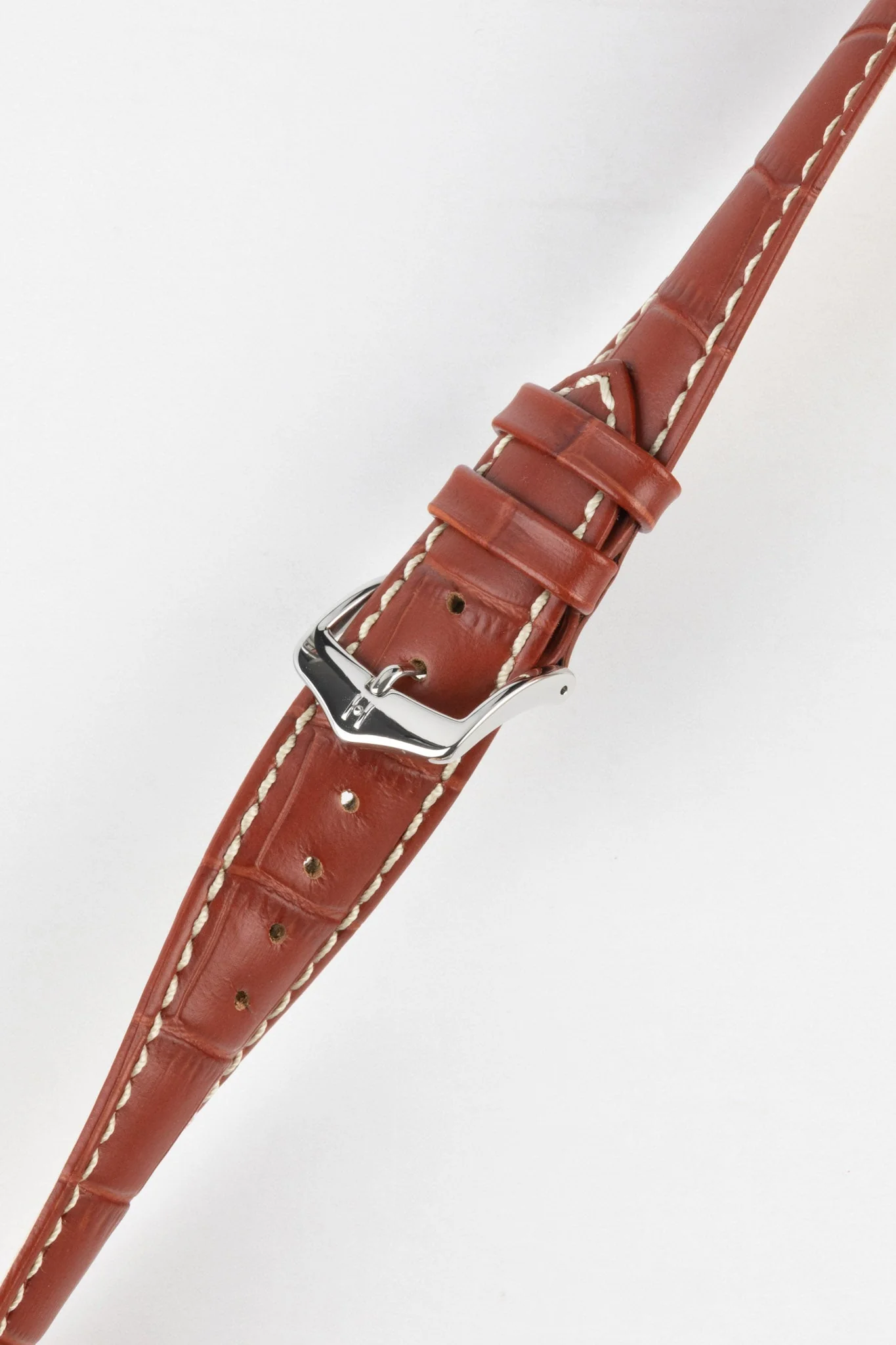 Hirsch MODENA Alligator Embossed Leather Watch Strap in GOLD BROWN - Image 5