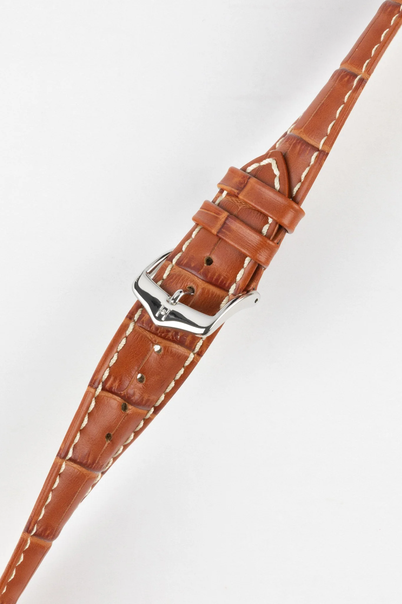 Hirsch MODENA Alligator Embossed Leather Watch Strap in HONEY - Image 5