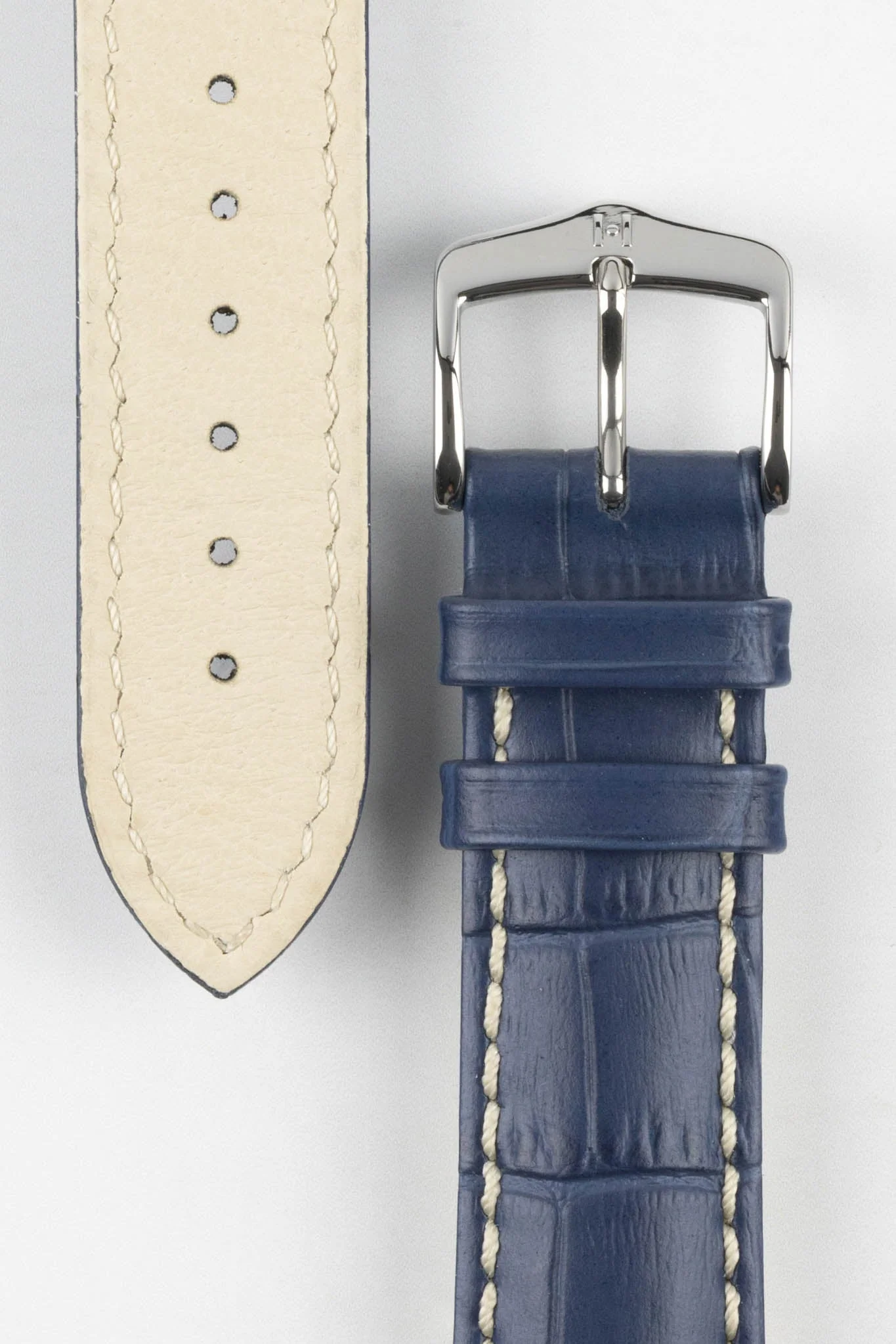 Hirsch MODENA Alligator Embossed Leather Watch Strap in BLUE - Image 3