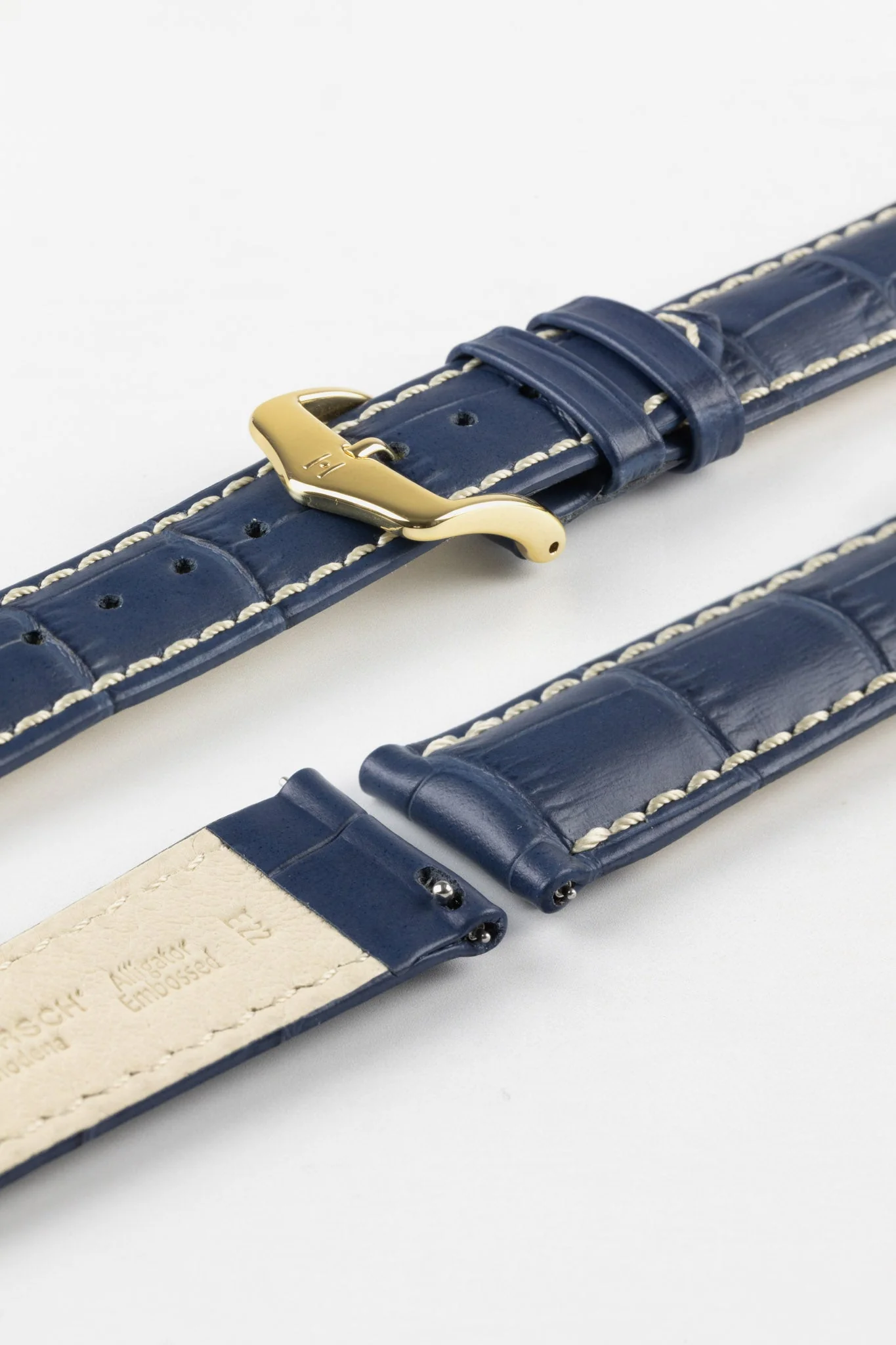 Hirsch MODENA Alligator Embossed Leather Watch Strap in BLUE - Image 8