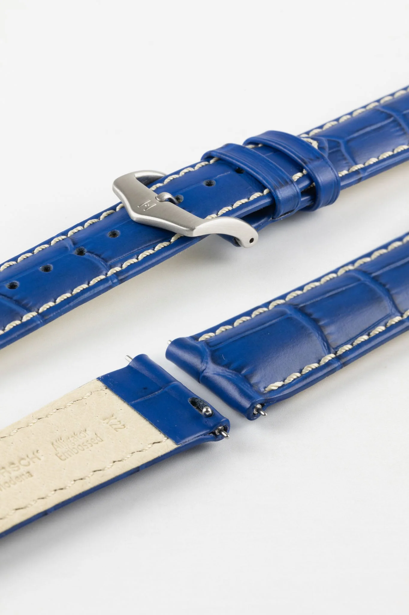 Hirsch MODENA Alligator Embossed Leather Watch Strap in ROYAL BLUE - Image 10