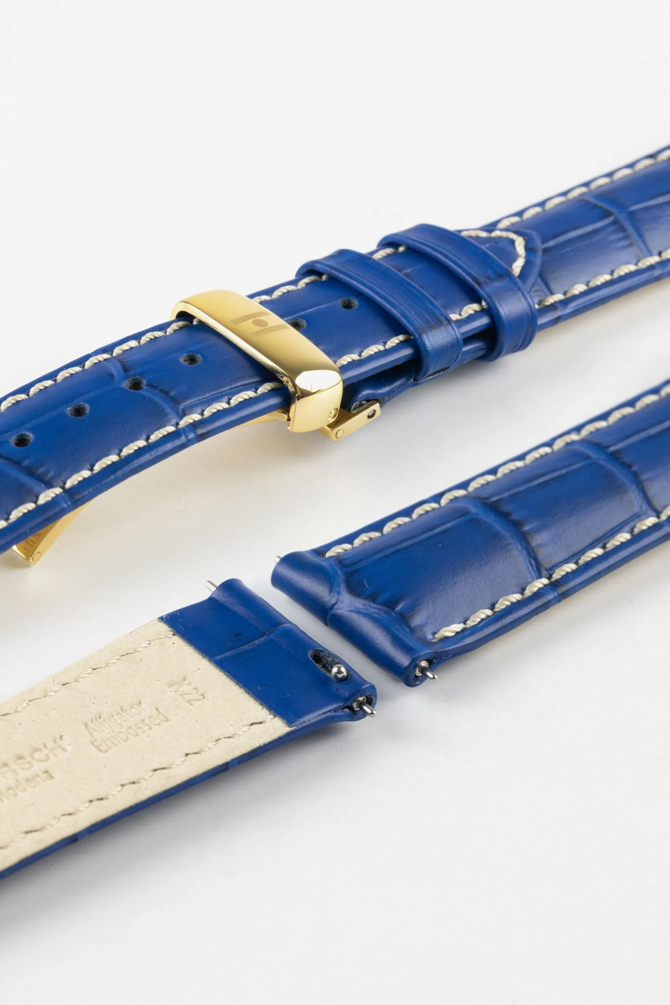 Hirsch MODENA Alligator Embossed Leather Watch Strap in ROYAL BLUE - Image 12