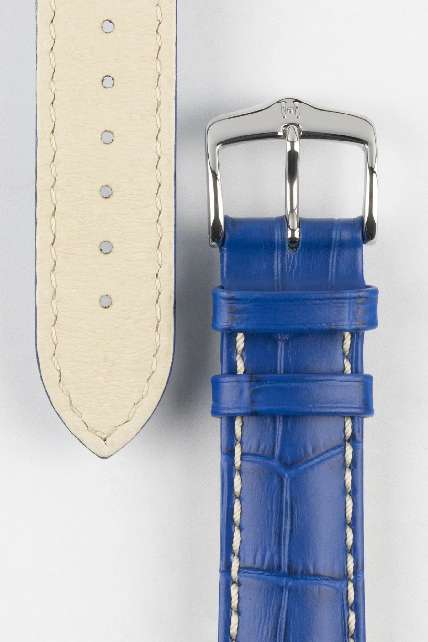 Hirsch MODENA Alligator Embossed Leather Watch Strap in ROYAL BLUE - Image 3