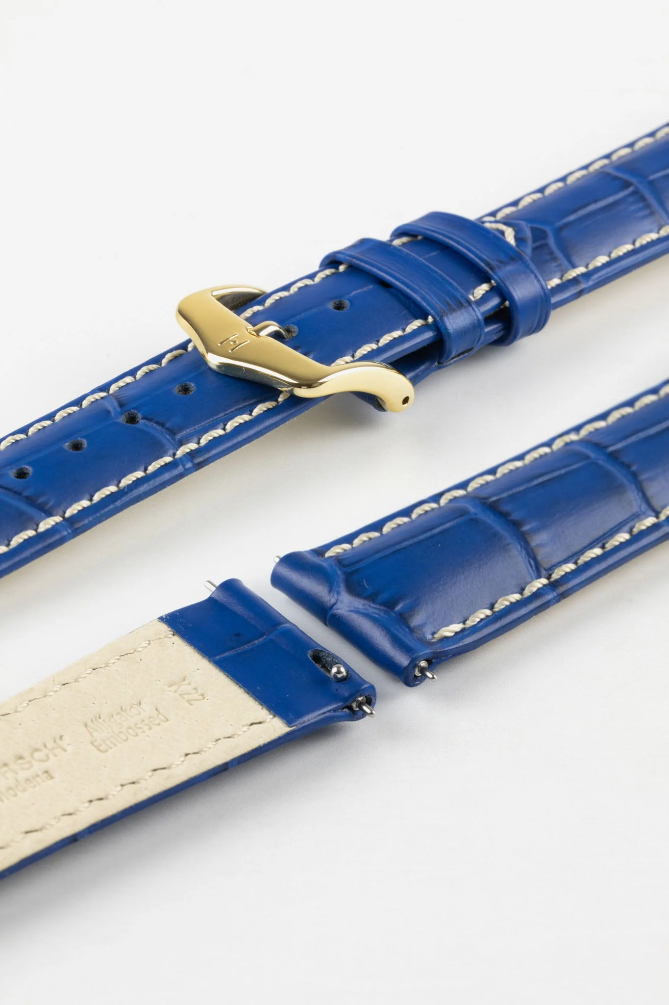 Hirsch MODENA Alligator Embossed Leather Watch Strap in ROYAL BLUE - Image 8