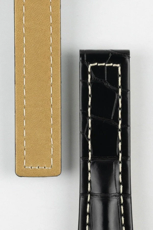 Hirsch NAVIGATOR Alligator Deployment Watch Strap in BLACK - Image 3