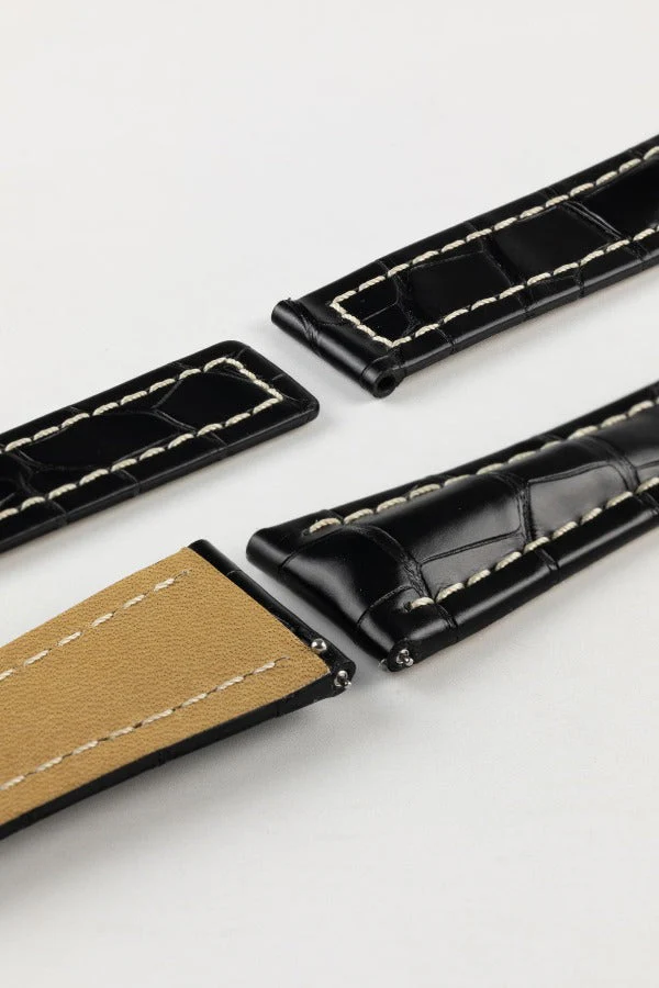 Hirsch NAVIGATOR Alligator Deployment Watch Strap in BLACK - Image 5