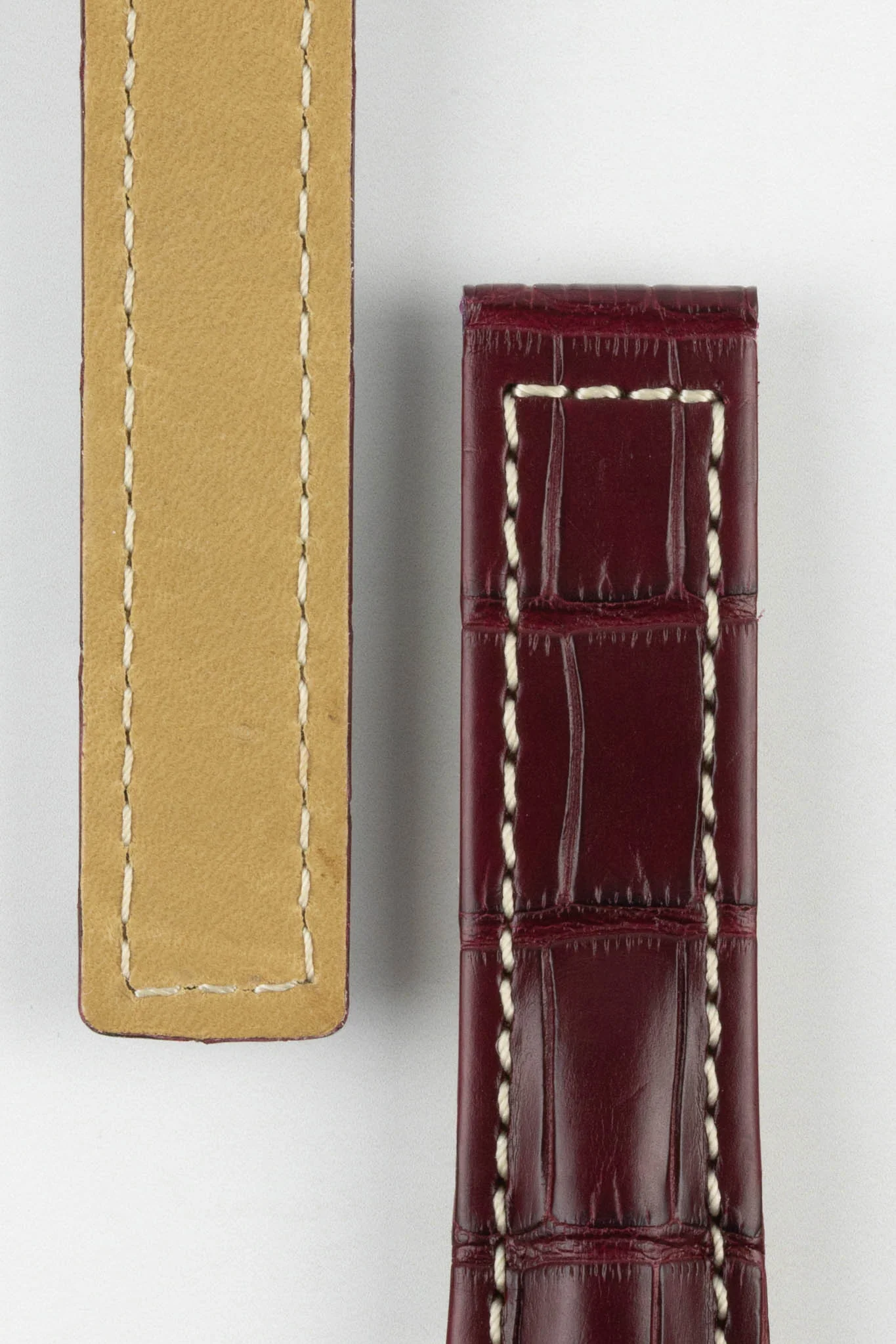 Hirsch NAVIGATOR Alligator Deployment Watch Strap in BURGUNDY - Image 3