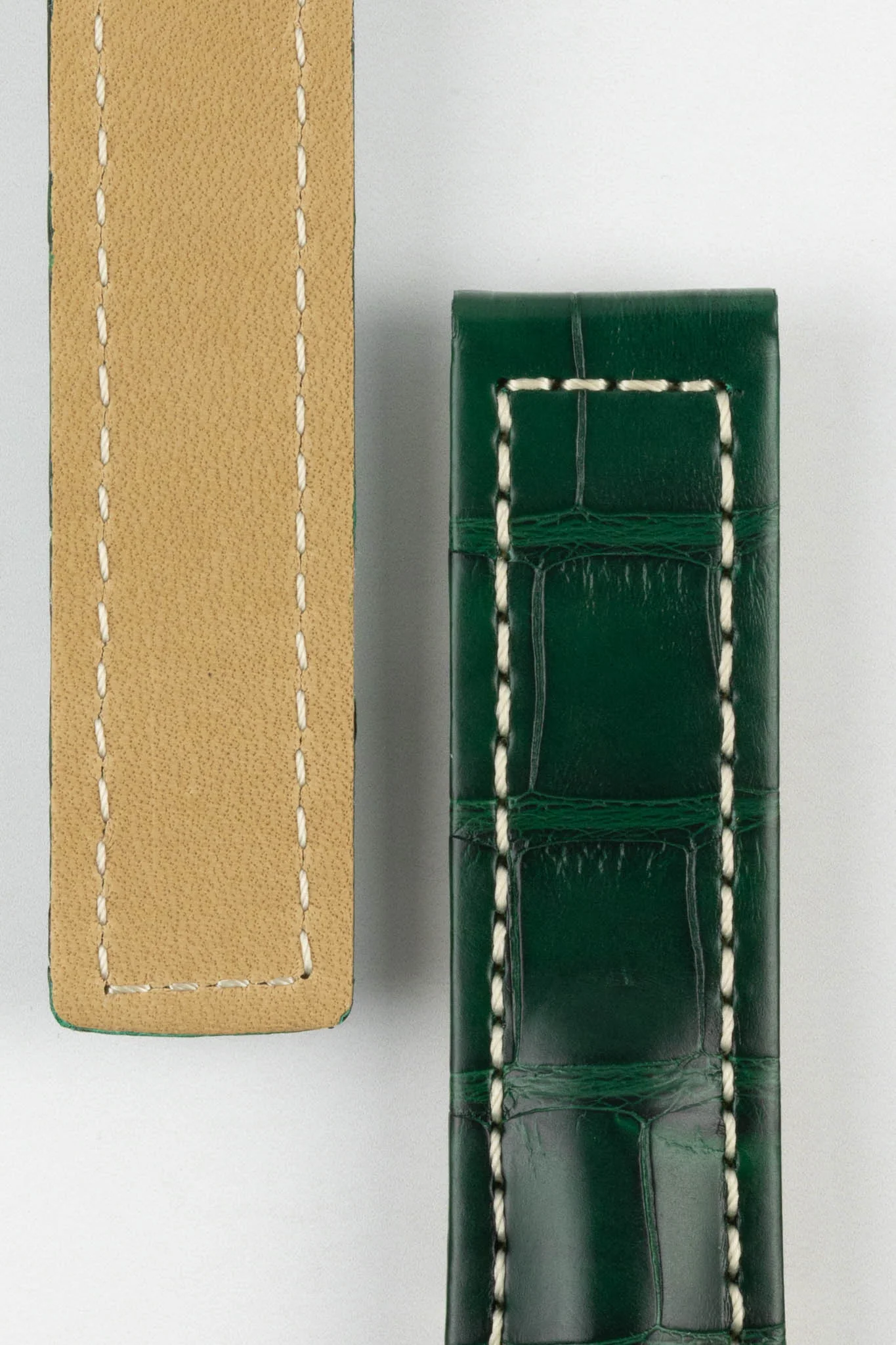 Hirsch NAVIGATOR Alligator Deployment Watch Strap in DARK GREEN - Image 3