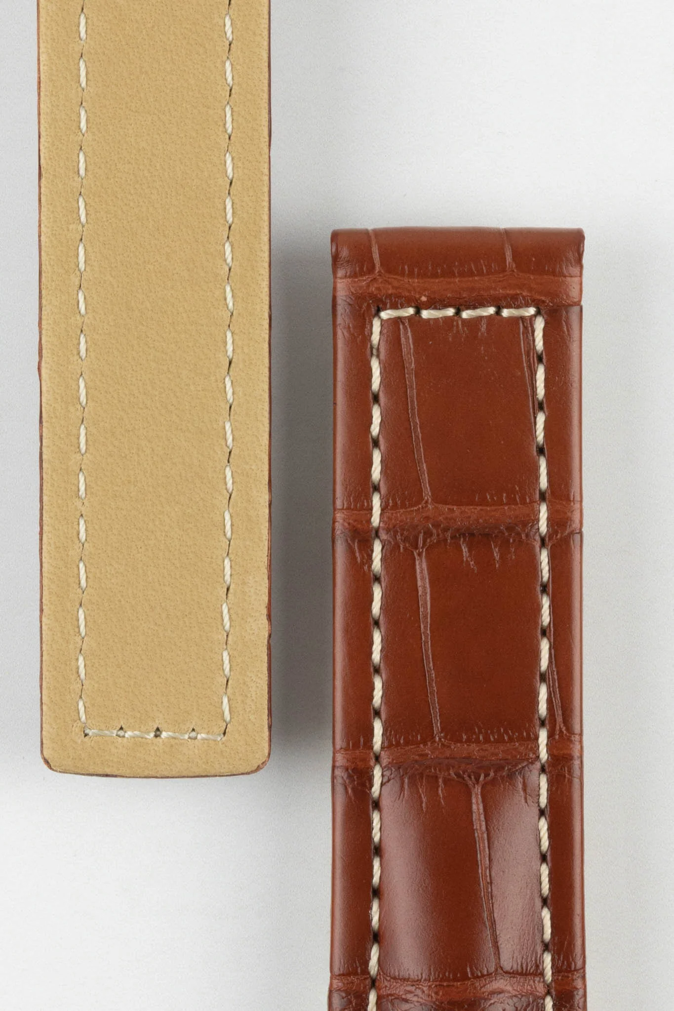 Hirsch NAVIGATOR Alligator Deployment Watch Strap in GOLD BROWN - Image 3