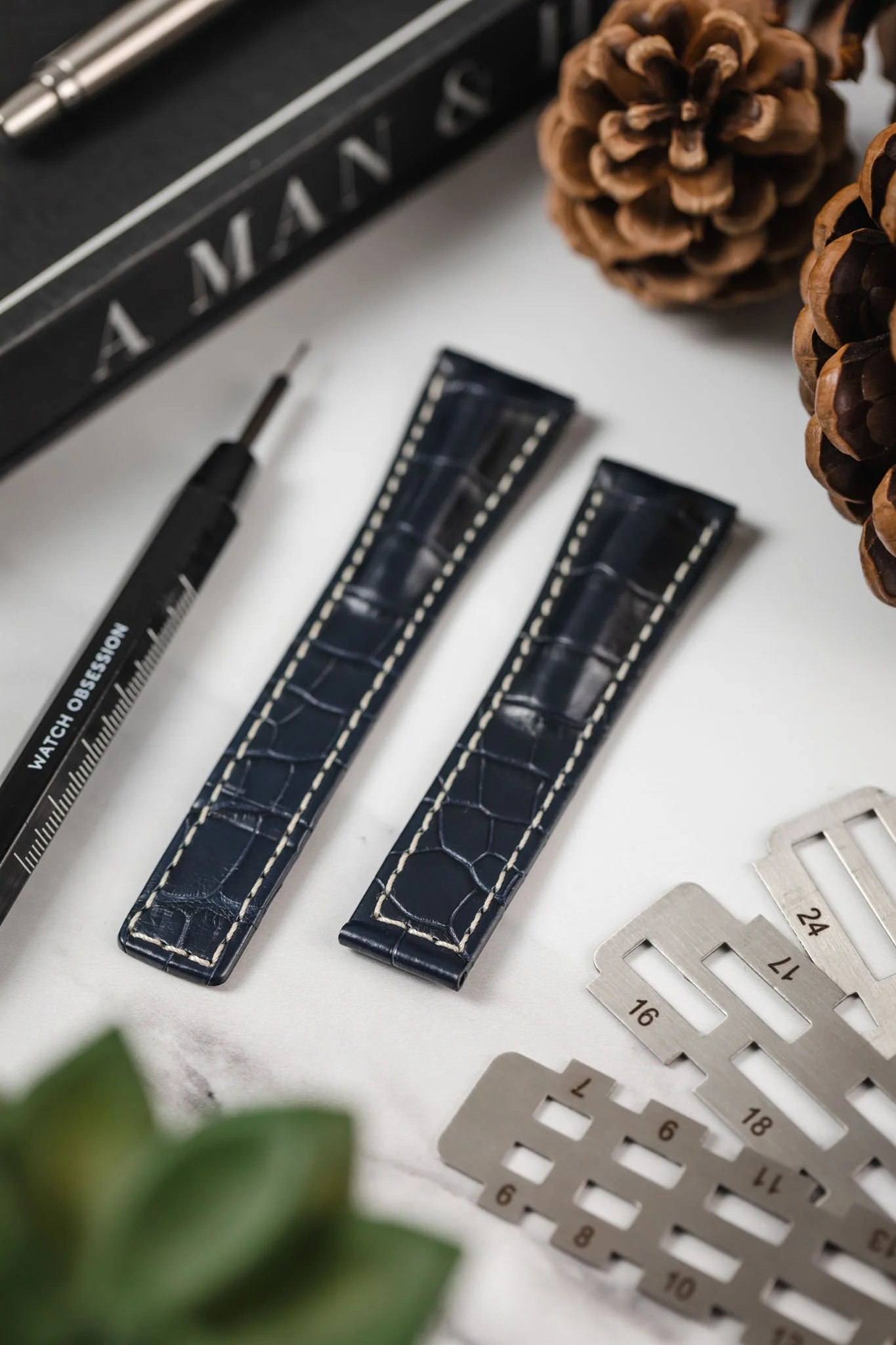 Hirsch NAVIGATOR Blue Alligator Deployment Watch Strap - Image 2