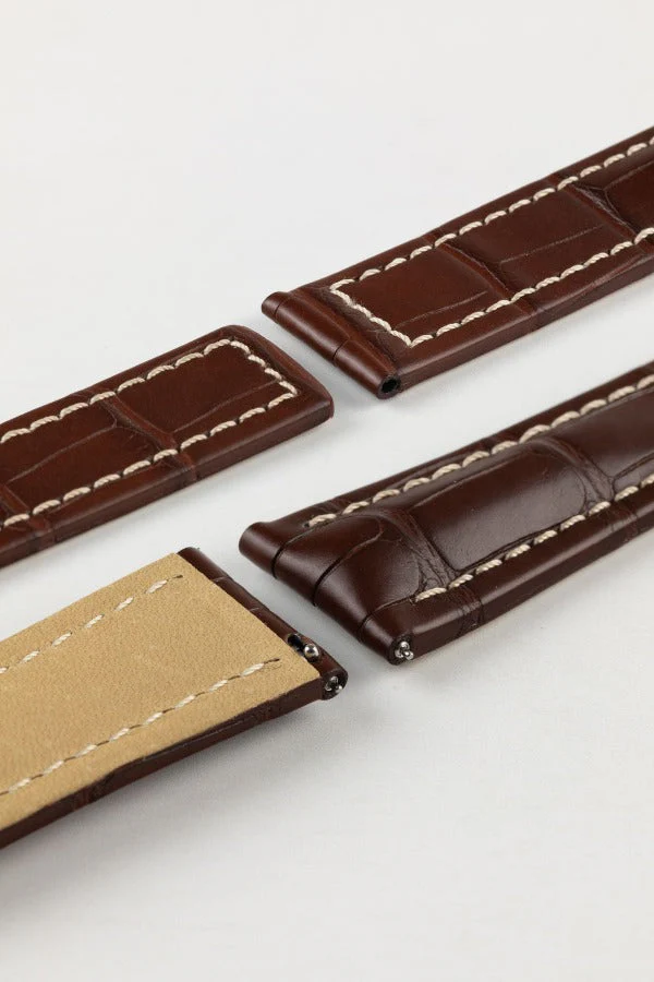 Hirsch NAVIGATOR Alligator Deployment Watch Strap in BROWN - Image 5