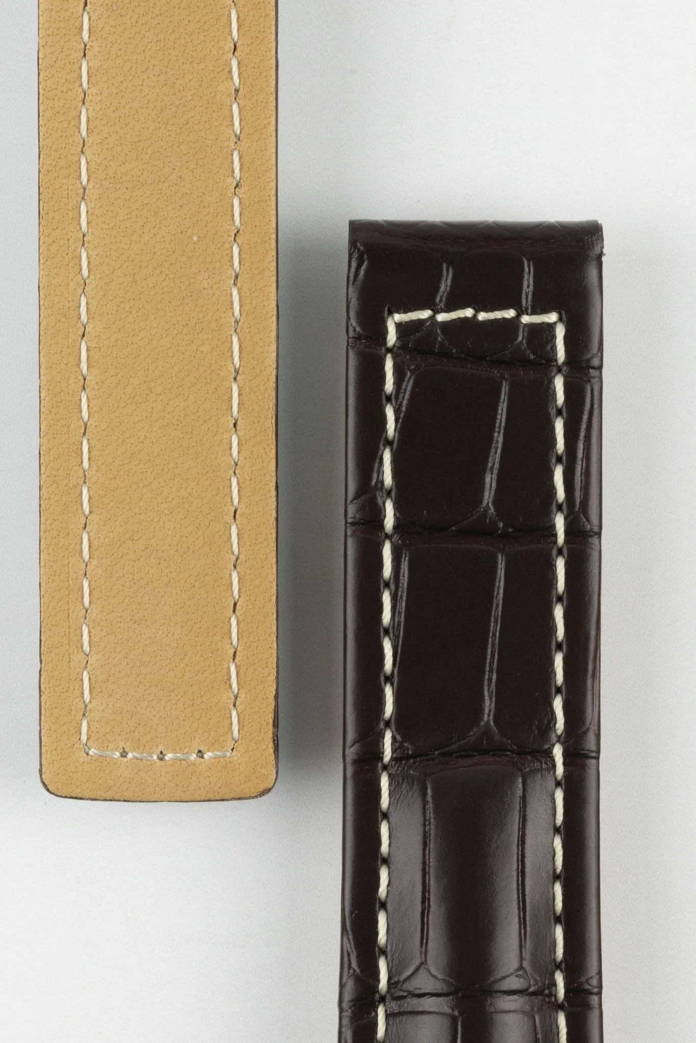 Hirsch NAVIGATOR Alligator Deployment Watch Strap in DARK BROWN - Image 3