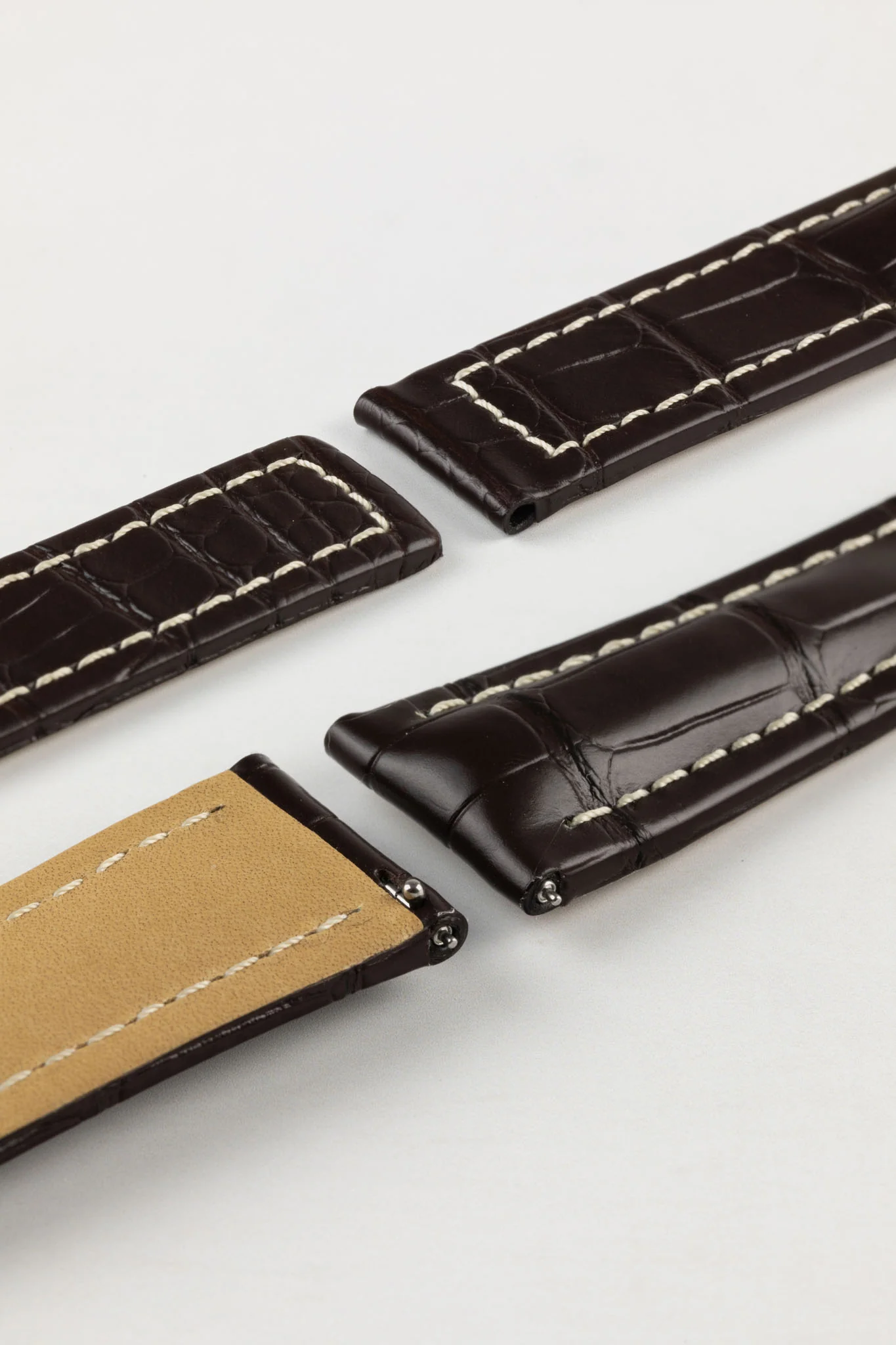 Hirsch NAVIGATOR Alligator Deployment Watch Strap in DARK BROWN - Image 5