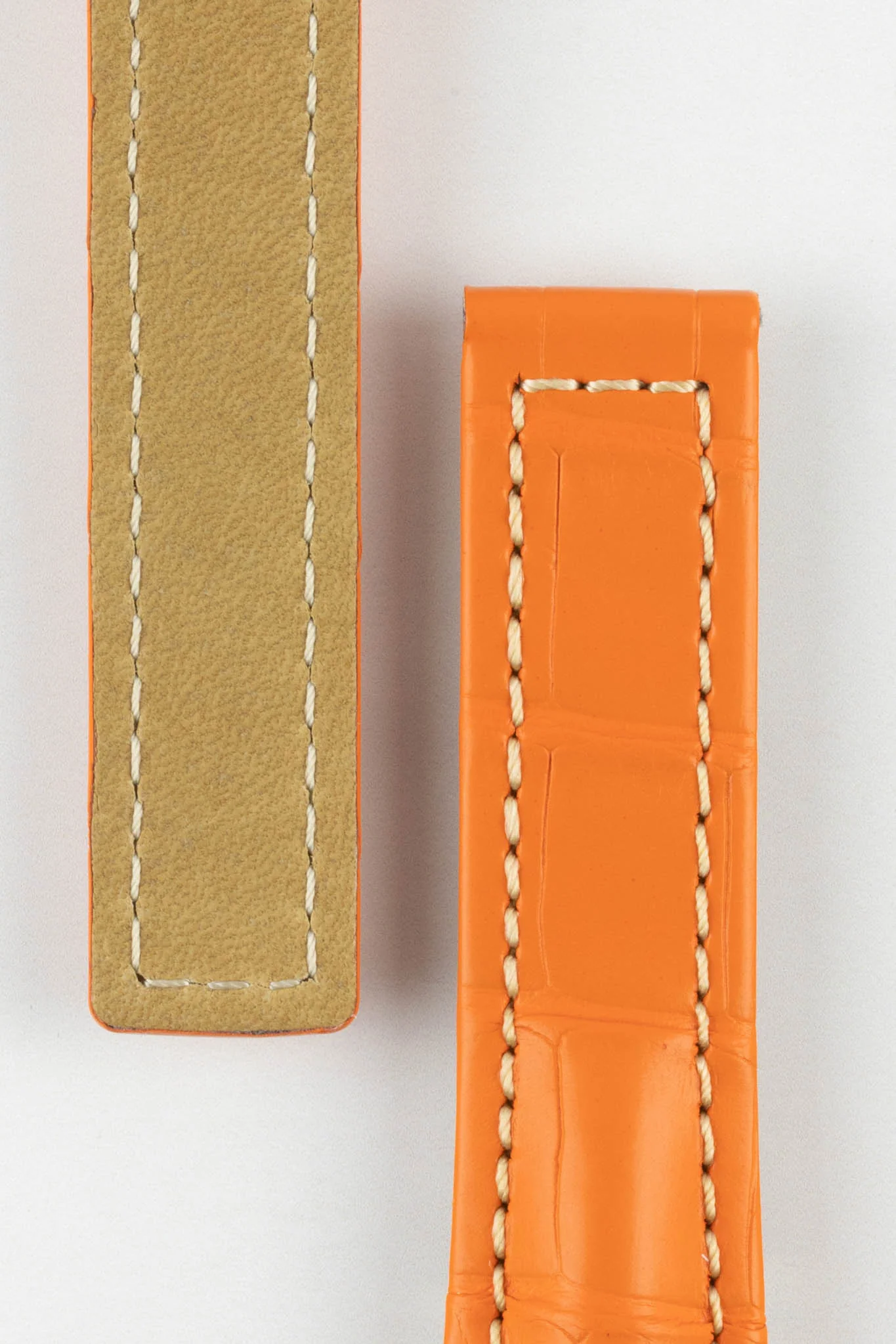 Hirsch NAVIGATOR Alligator Deployment Orange Leather Watch Strap - Image 3