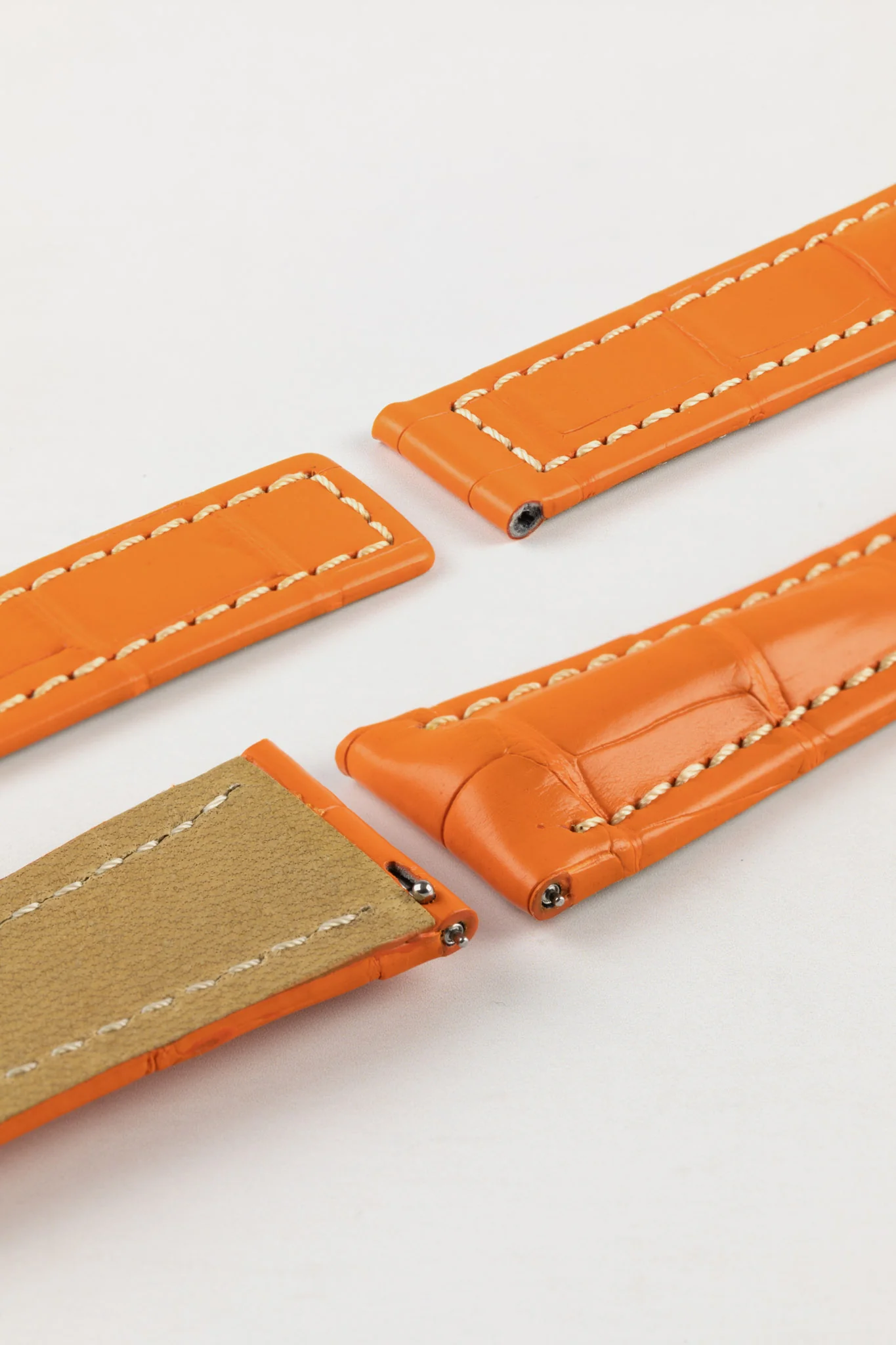 Hirsch NAVIGATOR Alligator Deployment Orange Leather Watch Strap - Image 5