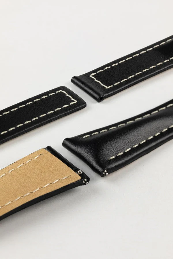 Hirsch NAVIGATOR Calfskin Leather Deployment Watch Strap in BLACK - Image 5