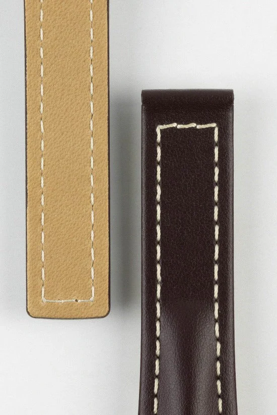Hirsch NAVIGATOR Calfskin Leather Deployment Watch Strap in BROWN - Image 3