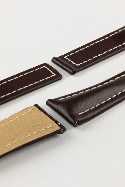 Hirsch NAVIGATOR Calfskin Leather Deployment Watch Strap in BROWN - Image 5