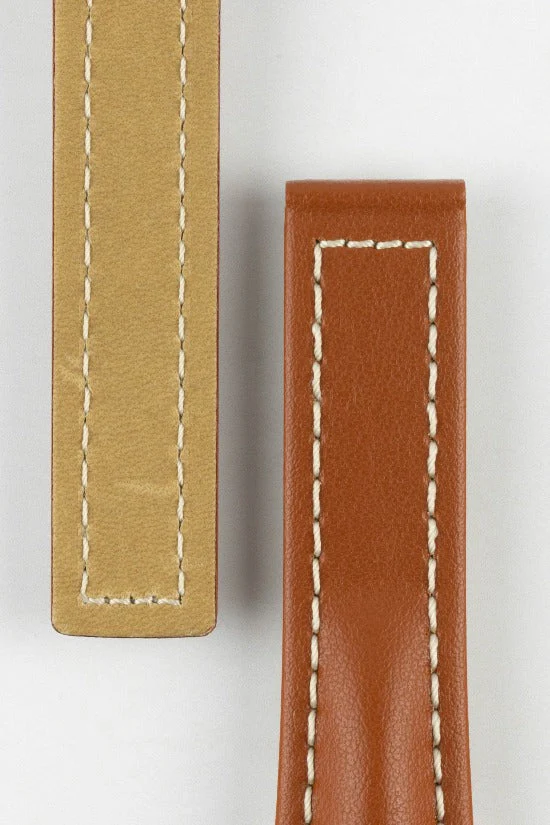 Hirsch NAVIGATOR Calfskin Leather Deployment Watch Strap in GOLD BROWN - Image 3