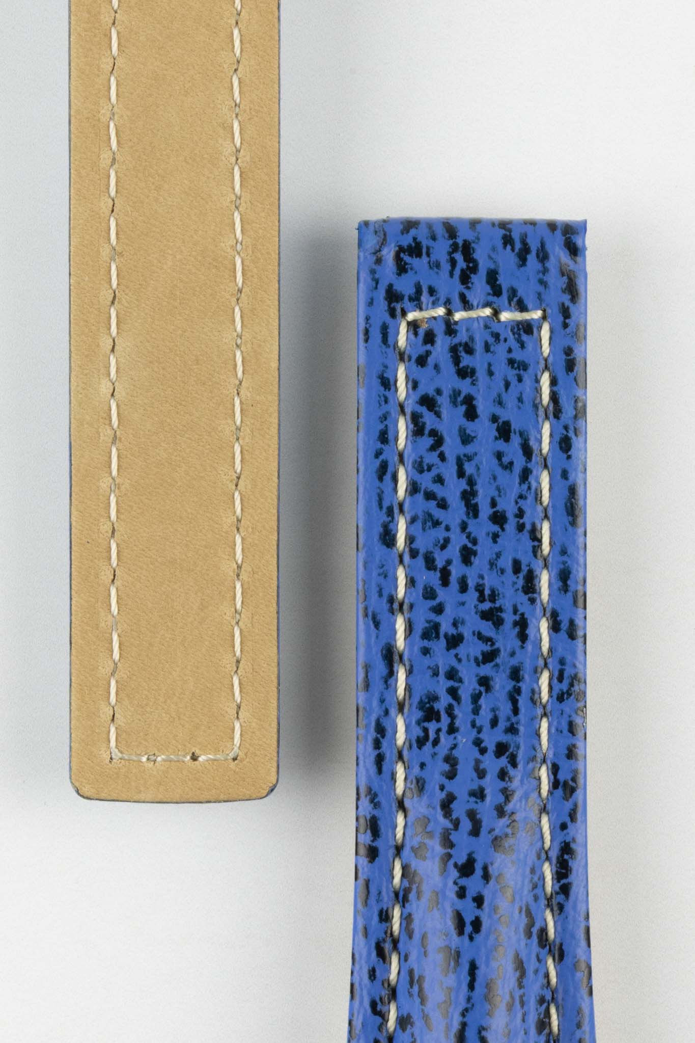 Hirsch NAVIGATOR Shark Skin Deployment Watch Strap in BLUE - Image 3