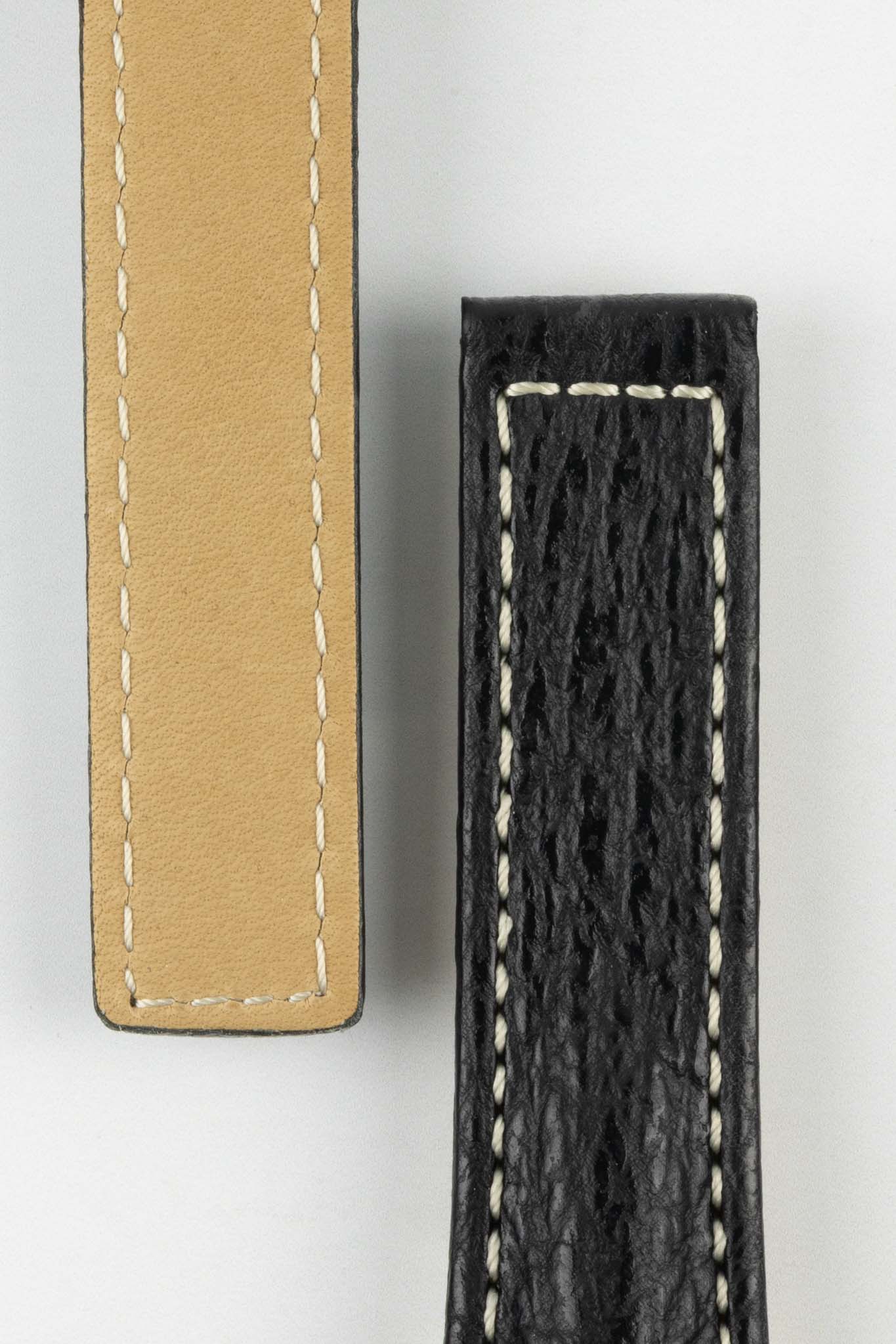 Hirsch NAVIGATOR Shark Skin Deployment Watch Strap in BLACK - Image 3