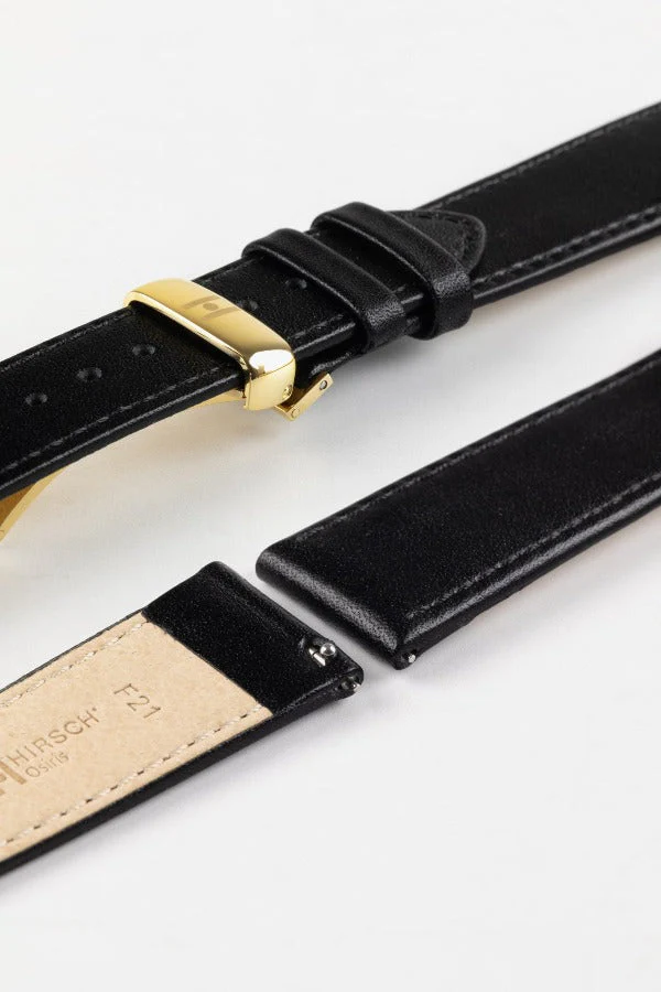 Hirsch OSIRIS Quick-Release Calf Leather Watch Strap in BLACK - Image 10