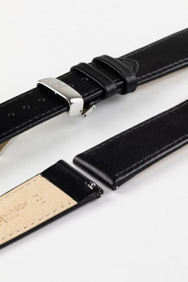 Hirsch OSIRIS Quick-Release Calf Leather Watch Strap in BLACK - Image 9