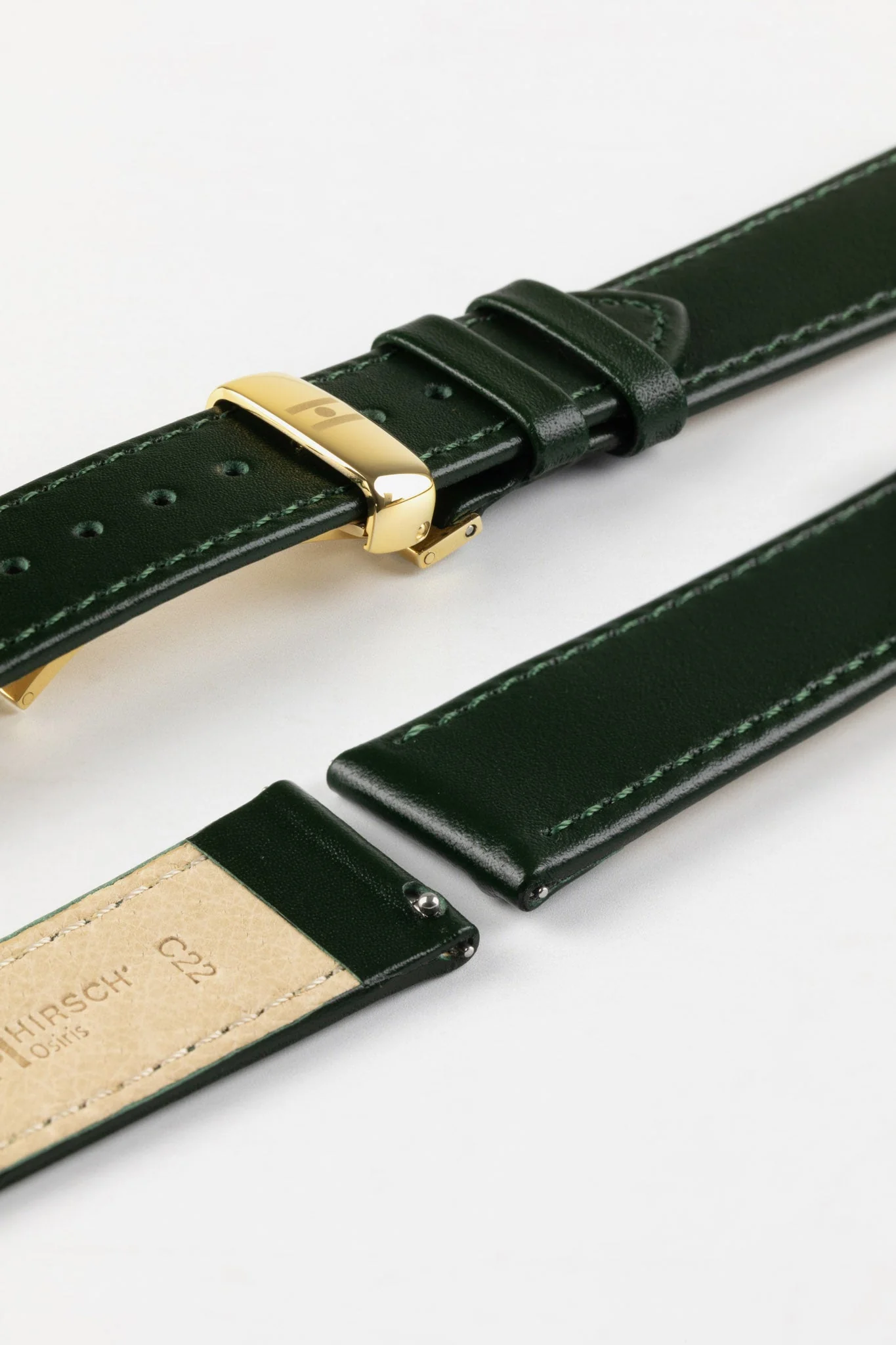 Hirsch OSIRIS Calf Leather Watch Strap in GREEN - Image 10
