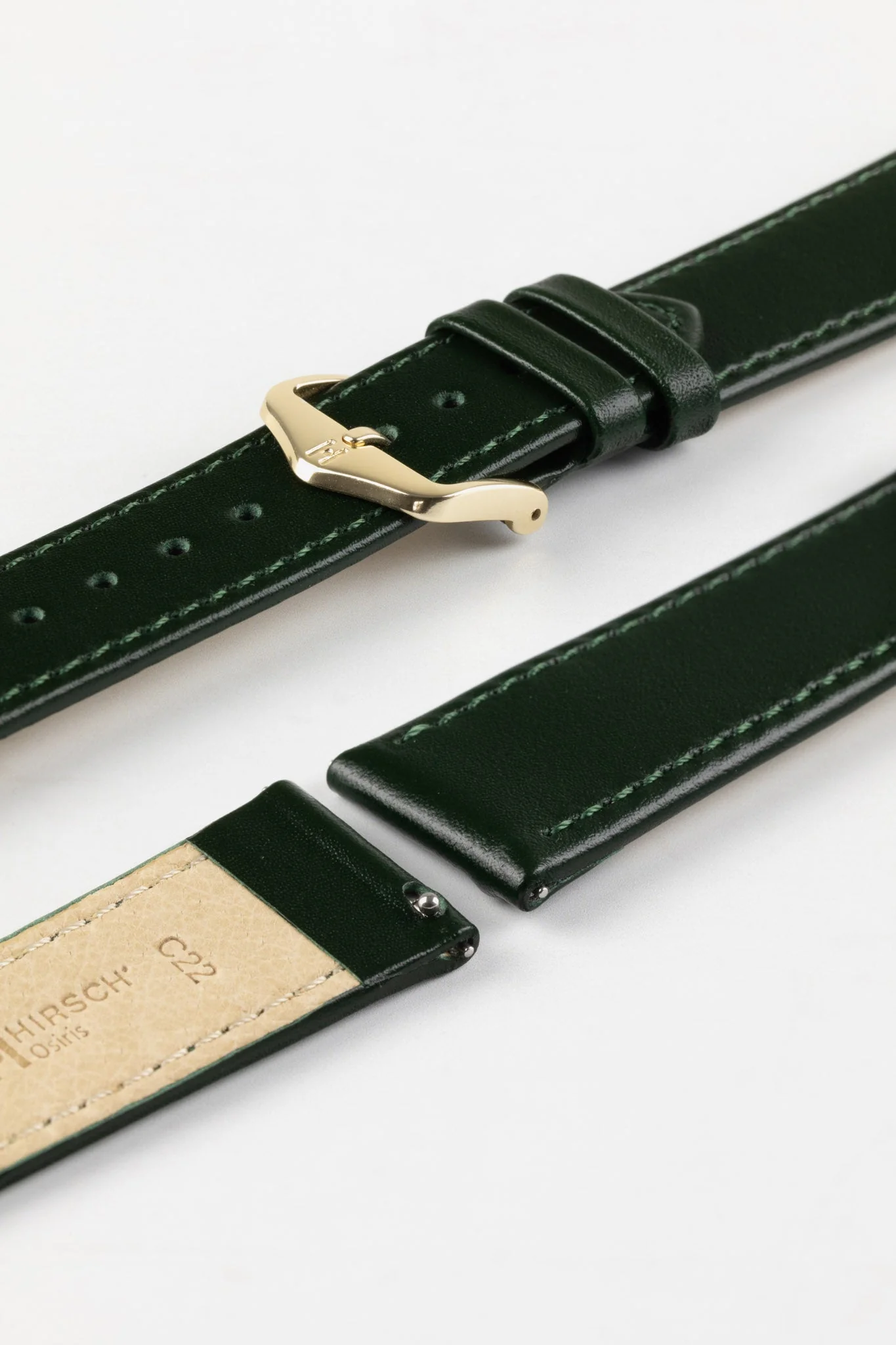 Hirsch OSIRIS Calf Leather Watch Strap in GREEN - Image 8
