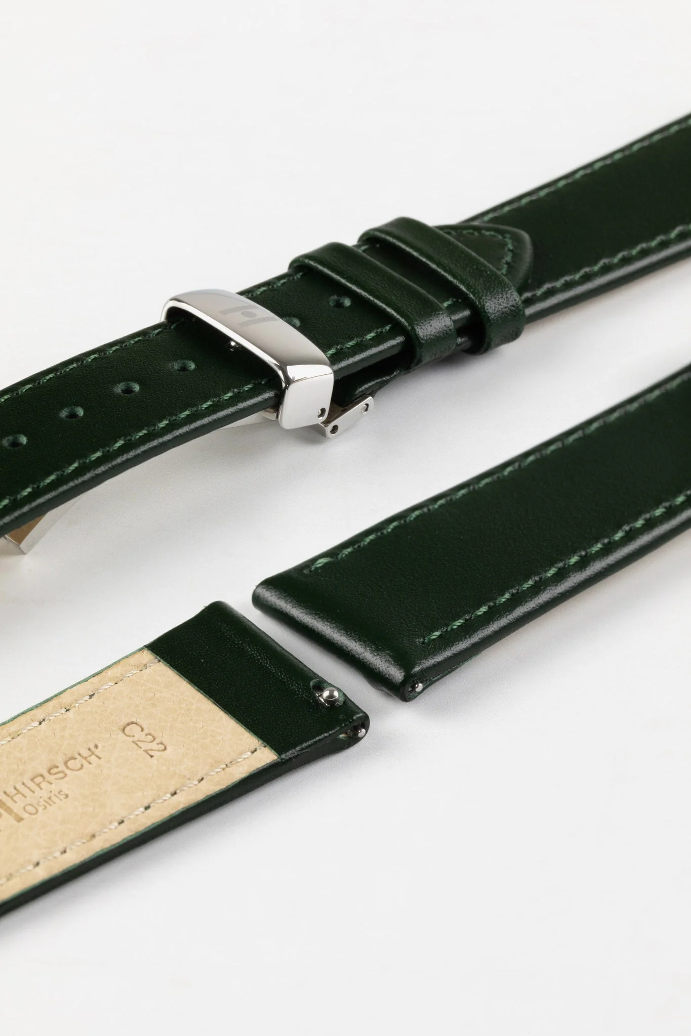 Hirsch OSIRIS Calf Leather Watch Strap in GREEN - Image 9