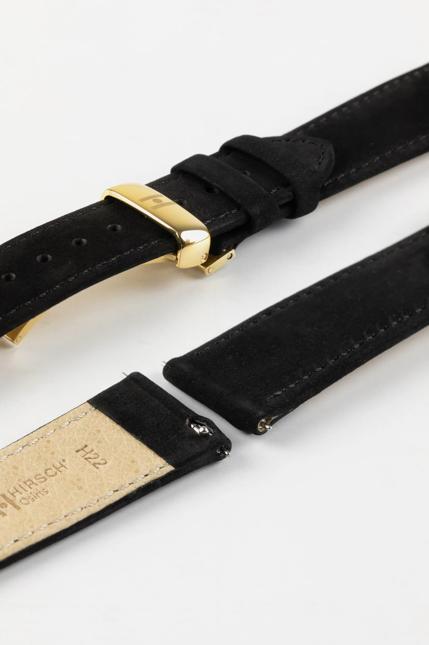 Hirsch OSIRIS Calf Leather With Nubuck Effect Watch Strap In Black - Image 10