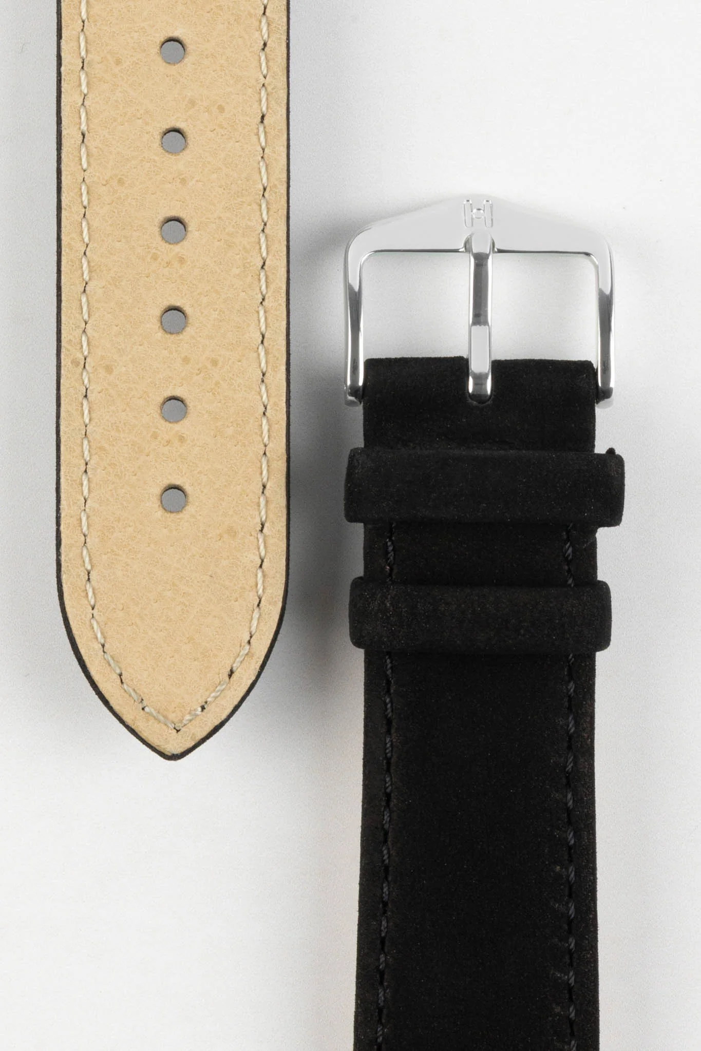 Hirsch OSIRIS Calf Leather With Nubuck Effect Watch Strap In Black - Image 3